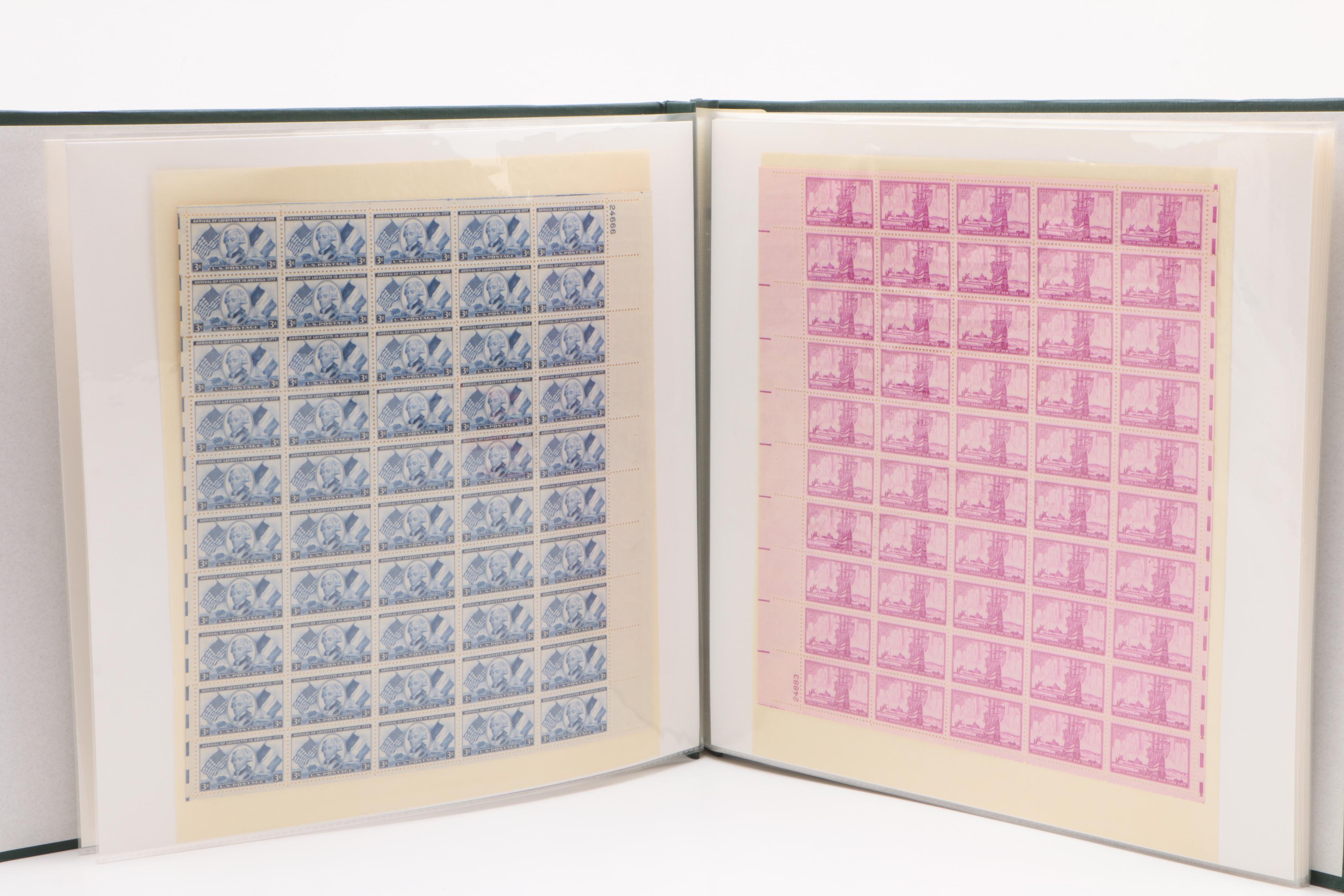 Vintage United States Full Sheet Stamp Album