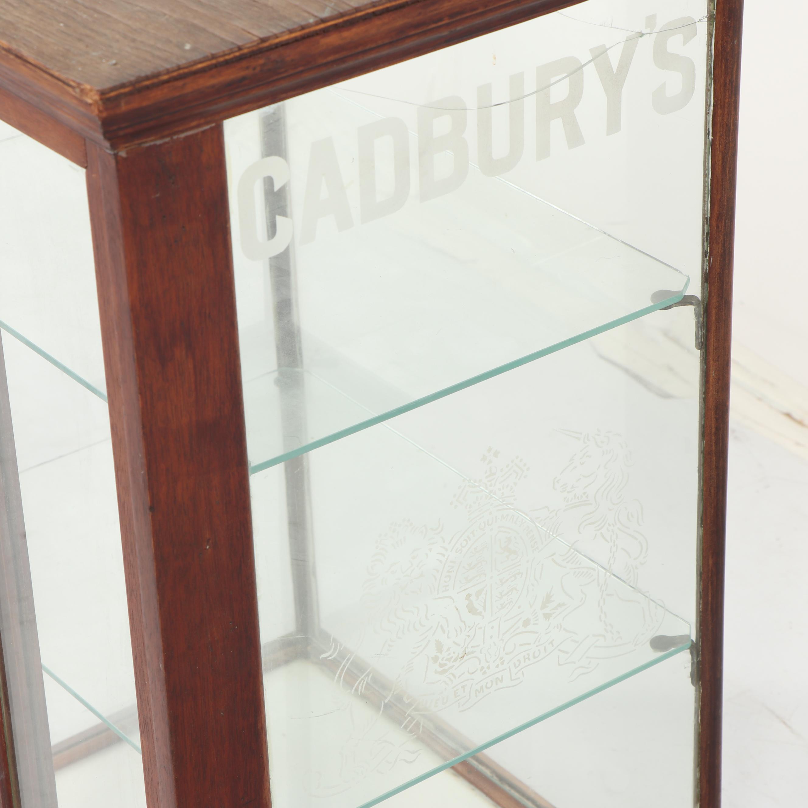 "Cadbury's Chocolate" Oak and Glass Counter Display Case, Early 20th Century