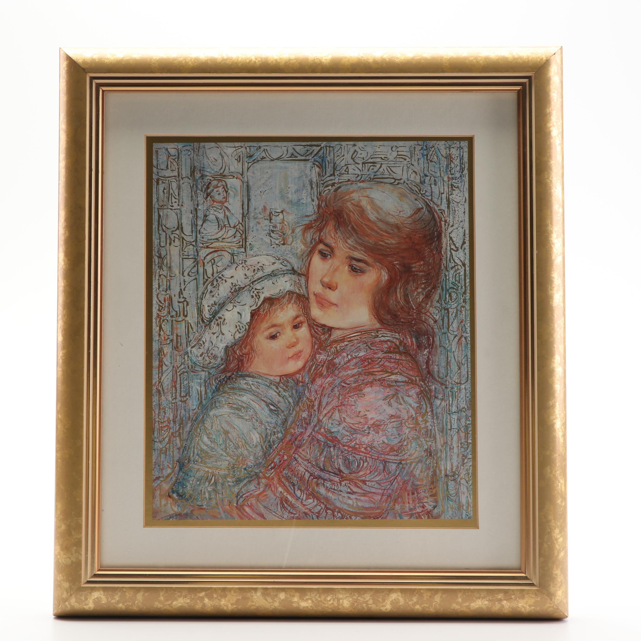 Edna Hibel Offset Lithograph  "The Bonnet"