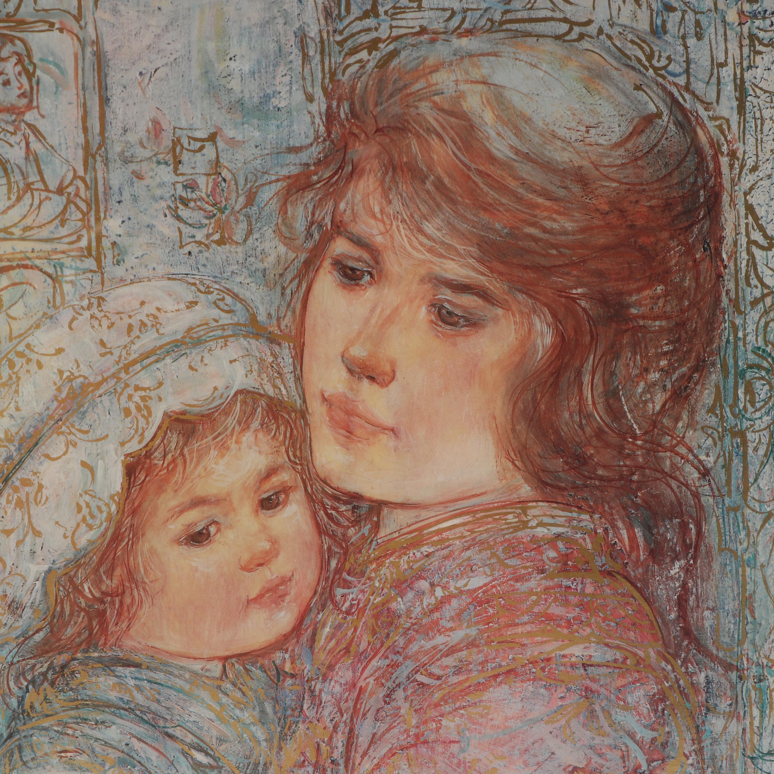 Edna Hibel Offset Lithograph  "The Bonnet"