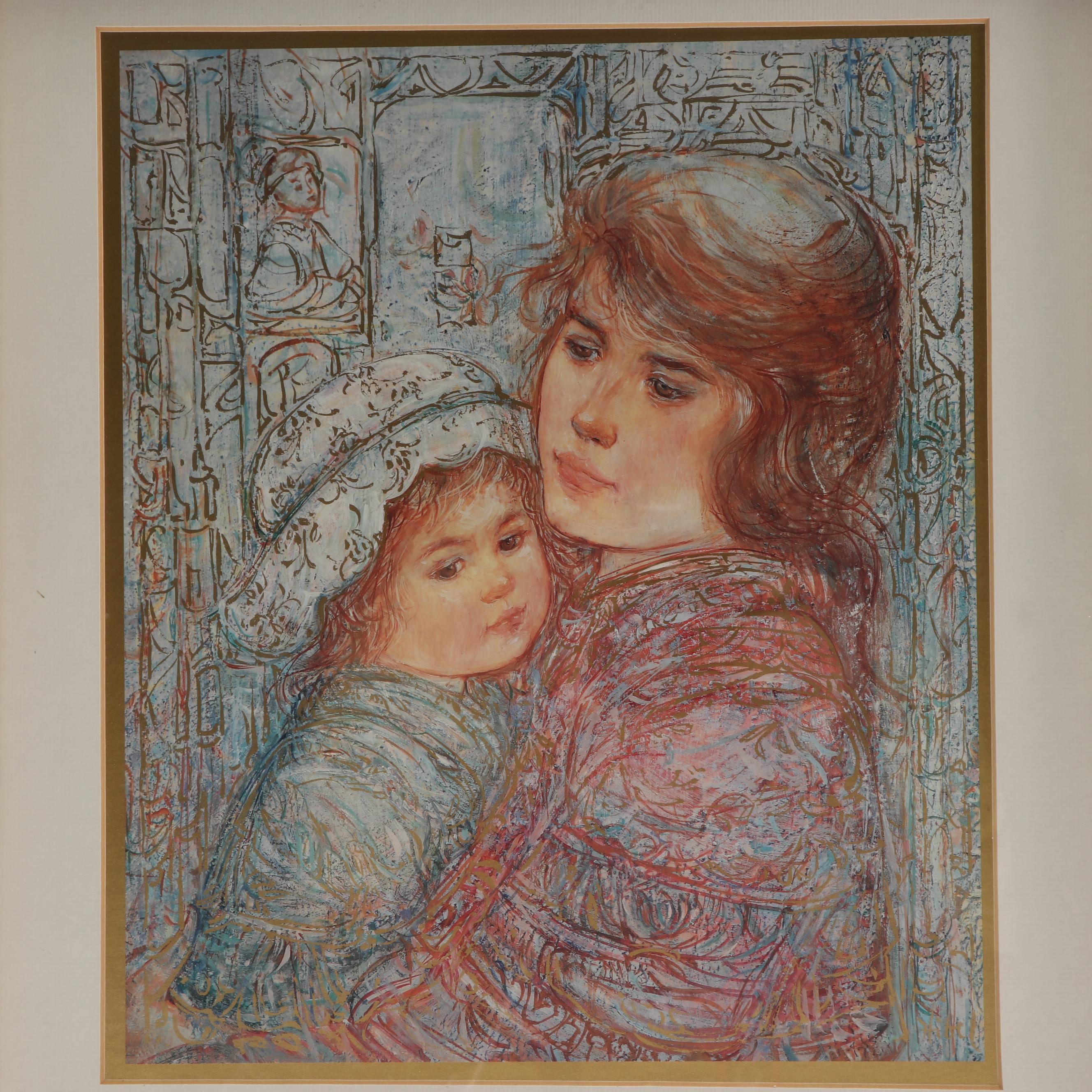 Edna Hibel Offset Lithograph  "The Bonnet"