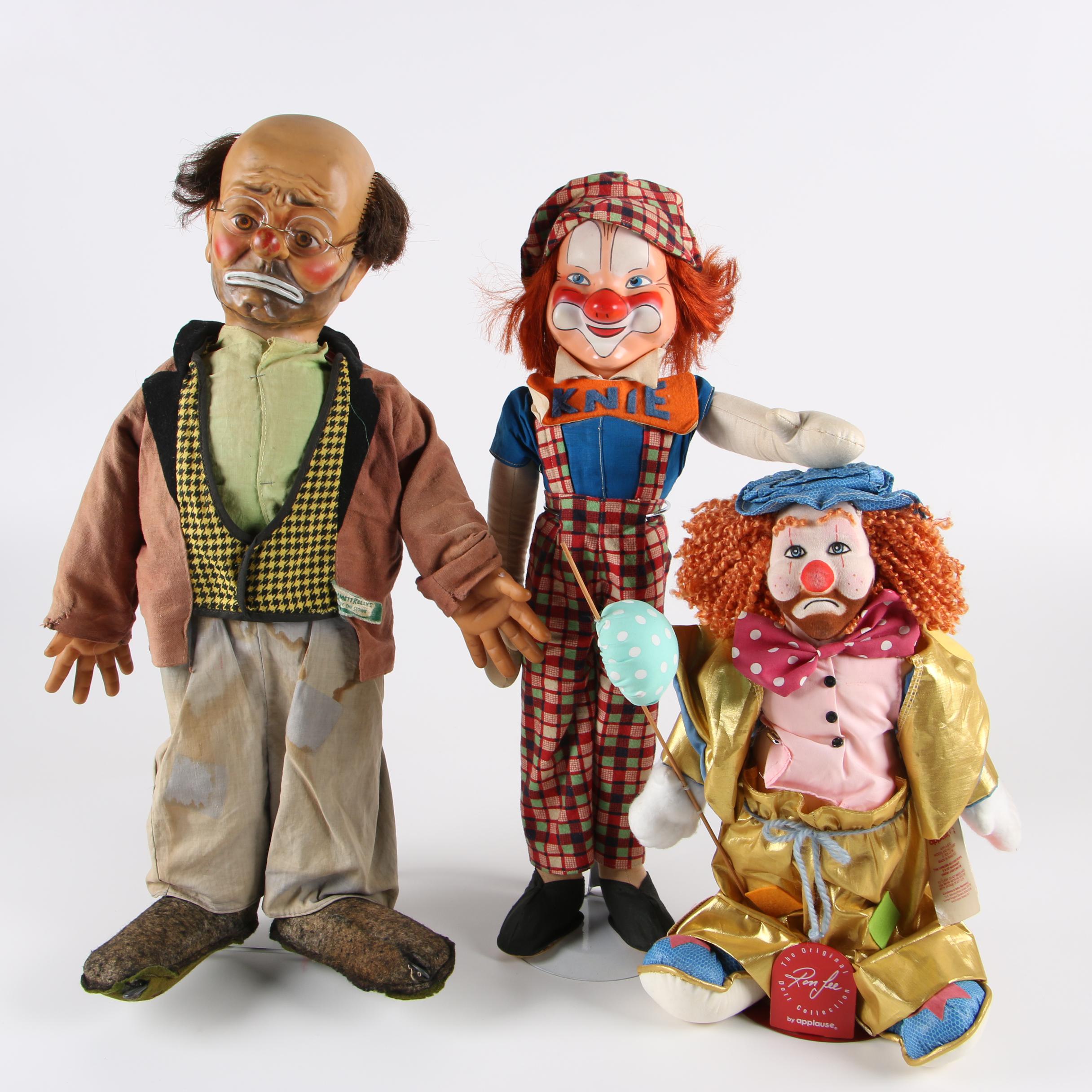 Emmett Kelly "Willie", Swiss Knie Circus, and Ron Lee Clown Dolls, 1960-90s