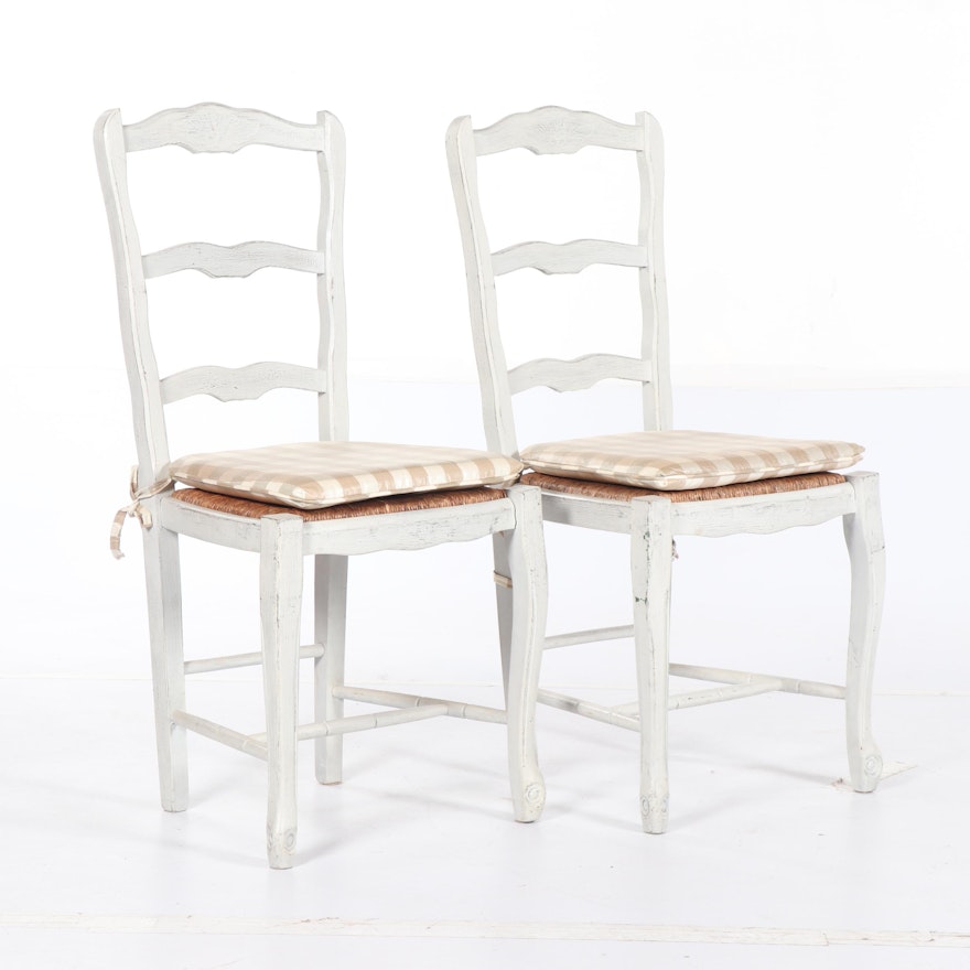 French Provincial Style Painted Wooden Ladder Back Chairs, 20th Century