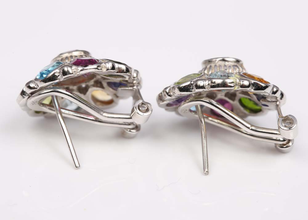 Sterling Silver and Multi-Gemstone Earrings
