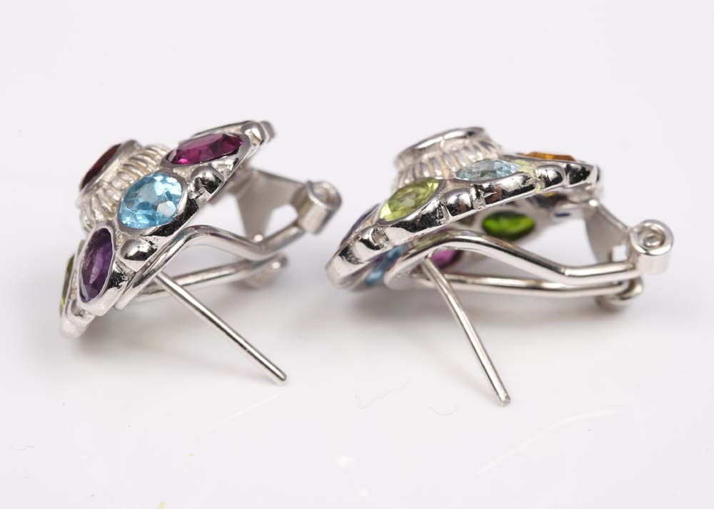 Sterling Silver and Multi-Gemstone Earrings