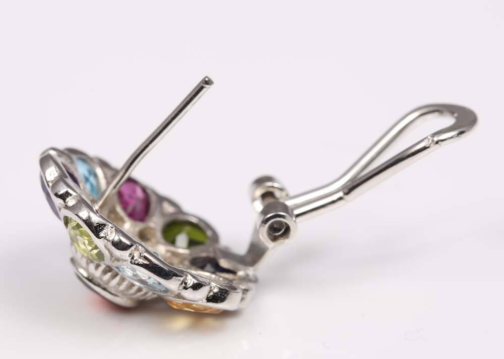 Sterling Silver and Multi-Gemstone Earrings