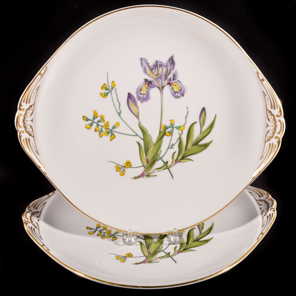 Spode "Stafford Flowers: Iris and Sphaerolobium" Bone China Cake Plates