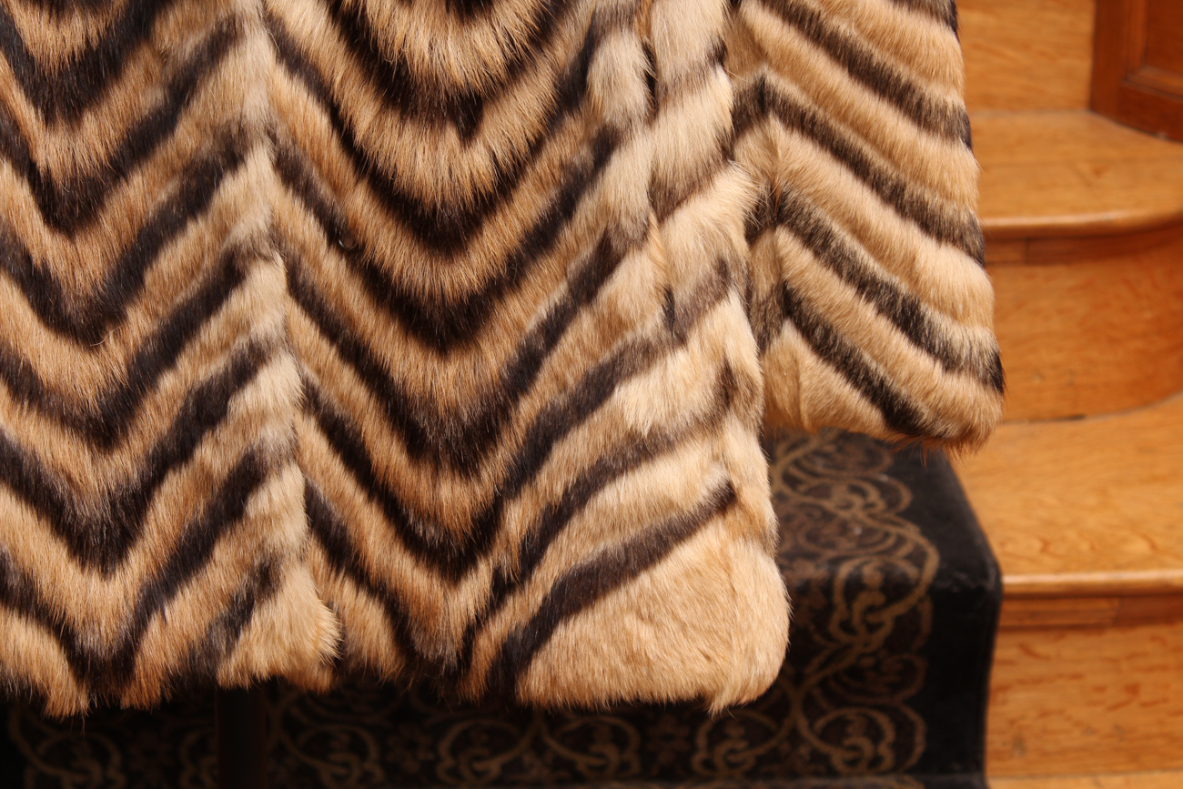 Women's Vintage Dyed Chevron Fur Coat