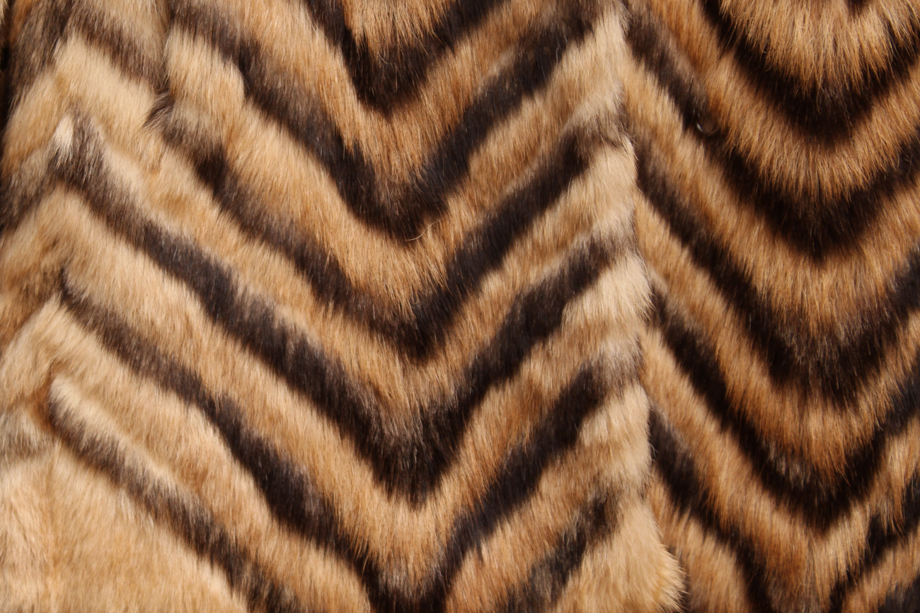 Women's Vintage Dyed Chevron Fur Coat