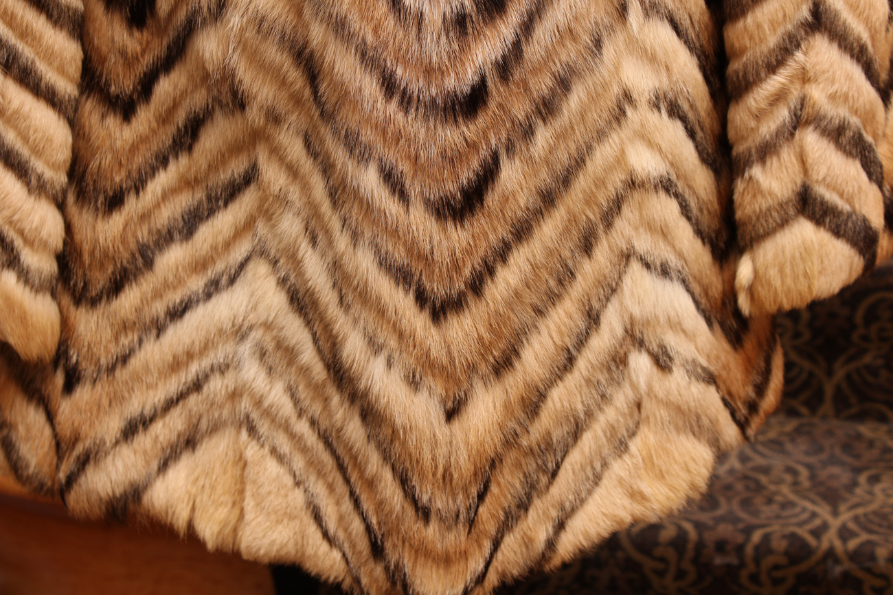 Women's Vintage Dyed Chevron Fur Coat