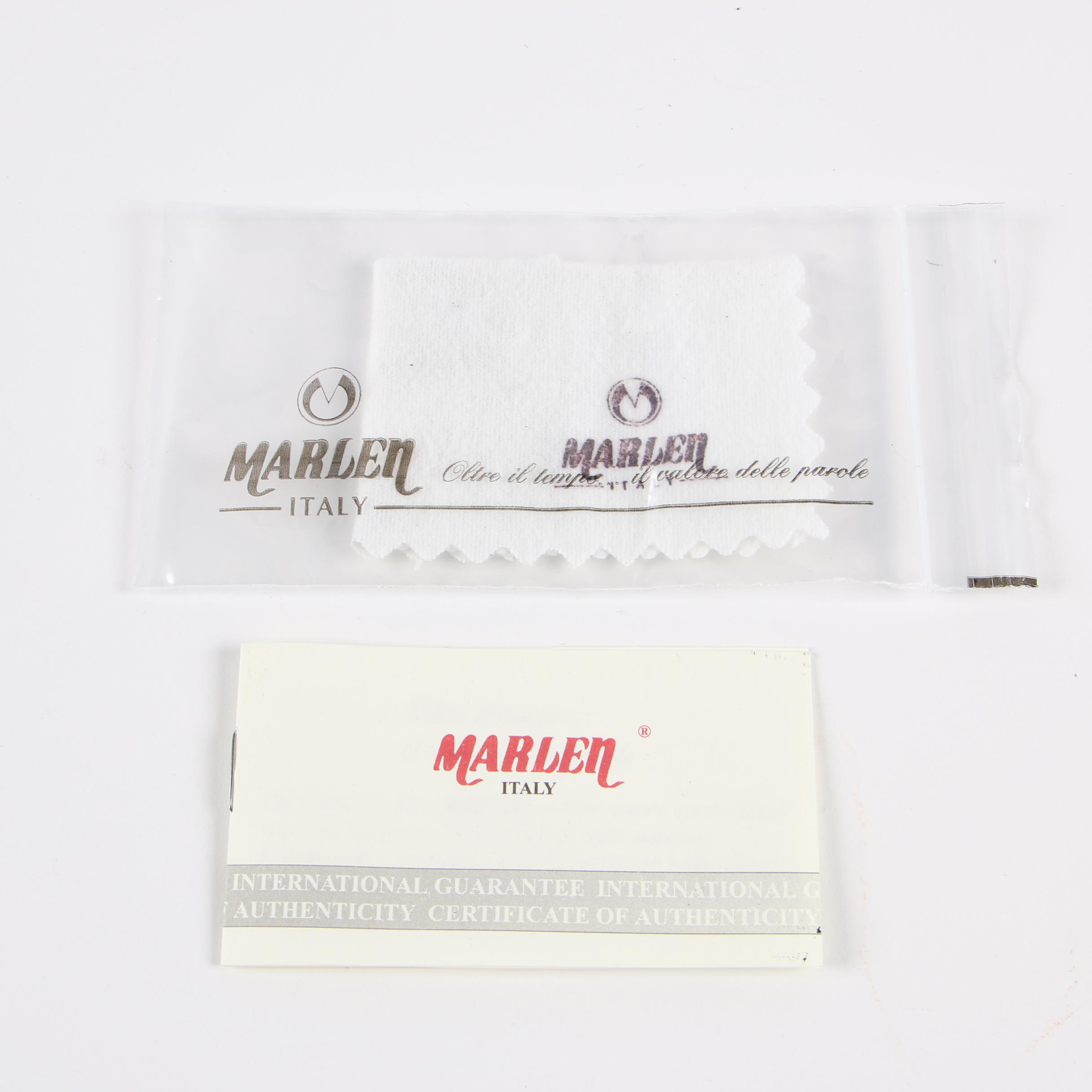 Marlen Italian Sterling Silver Ballpoint Pen with Case and Ink Refills