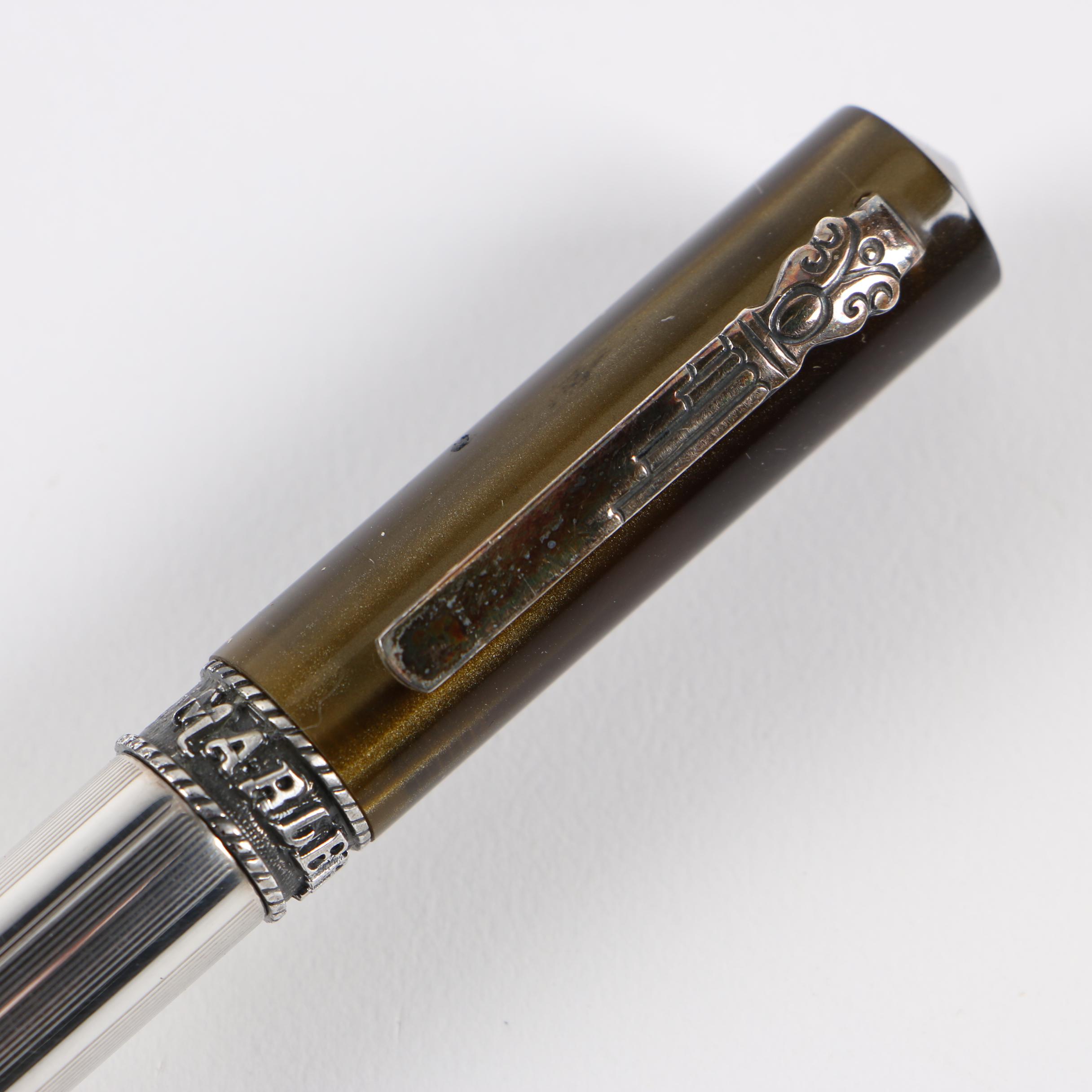 Marlen Italian Sterling Silver Ballpoint Pen with Case and Ink Refills