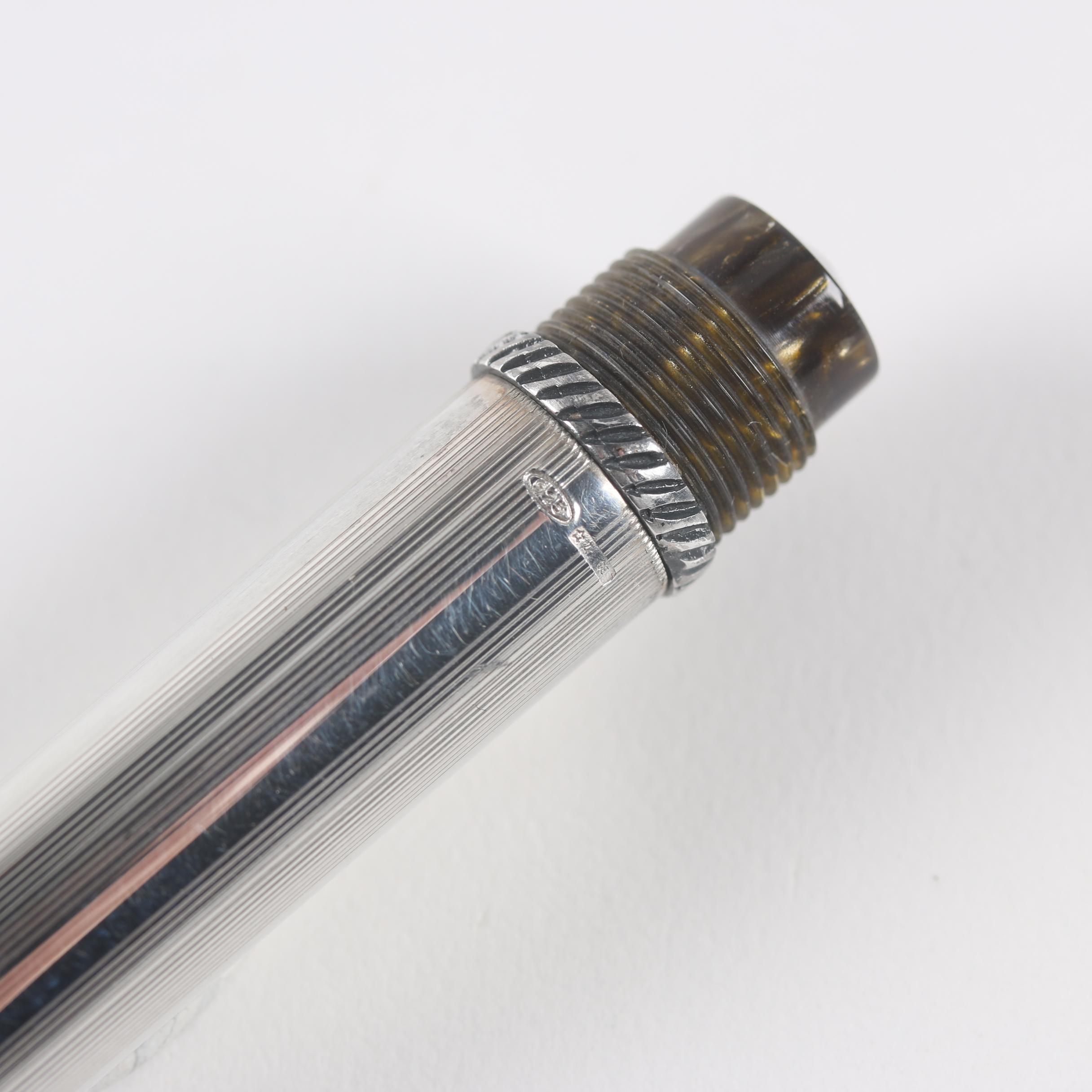 Marlen Italian Sterling Silver Ballpoint Pen with Case and Ink Refills