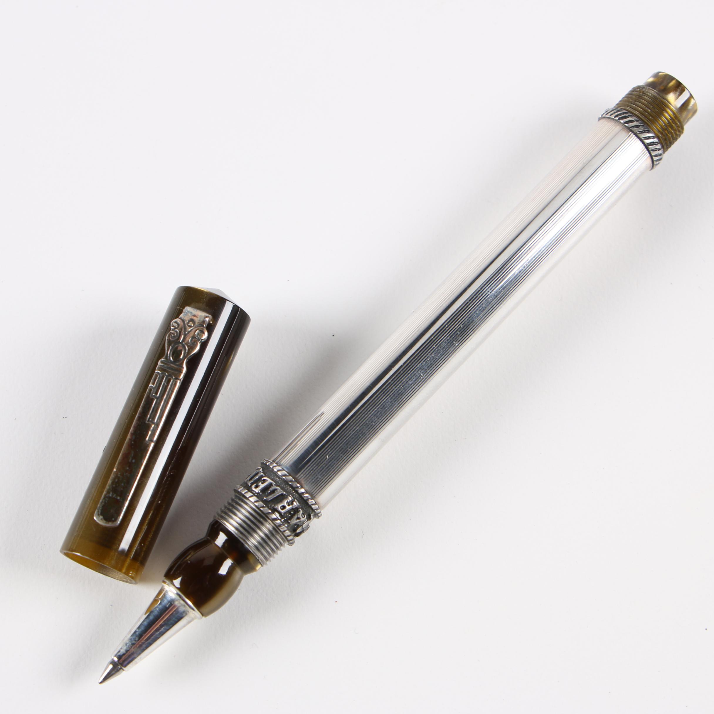 Marlen Italian Sterling Silver Ballpoint Pen with Case and Ink Refills