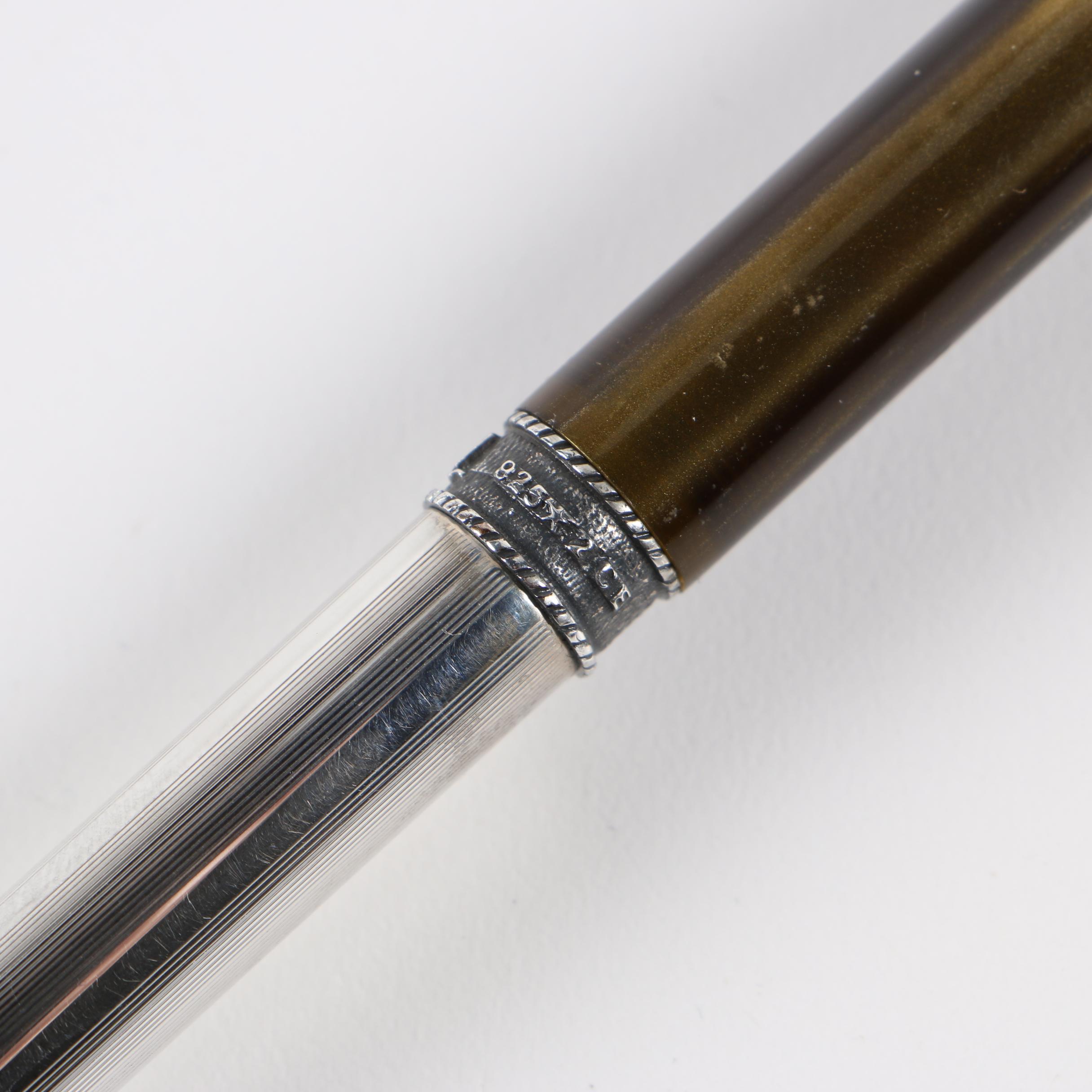 Marlen Italian Sterling Silver Ballpoint Pen with Case and Ink Refills