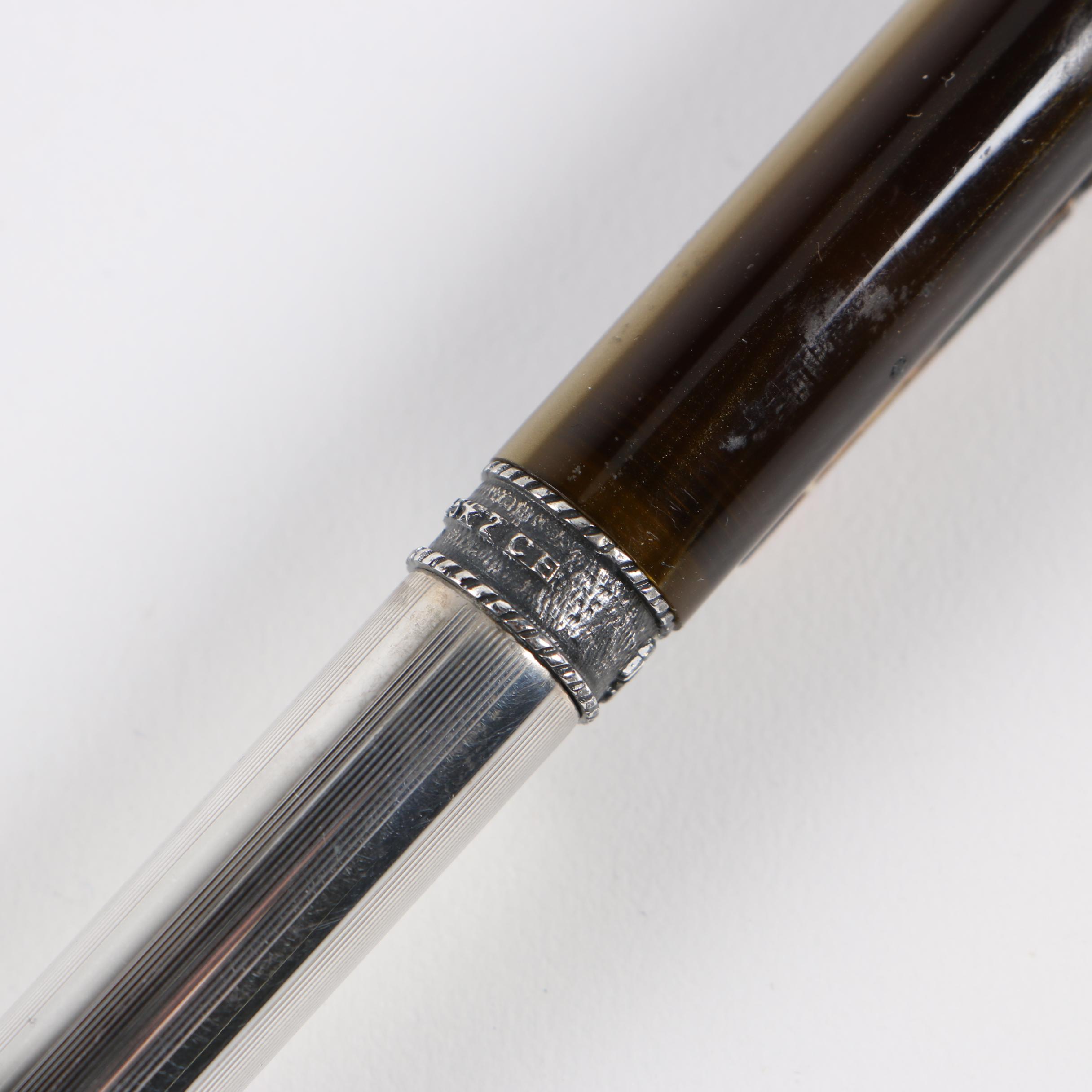 Marlen Italian Sterling Silver Ballpoint Pen with Case and Ink Refills