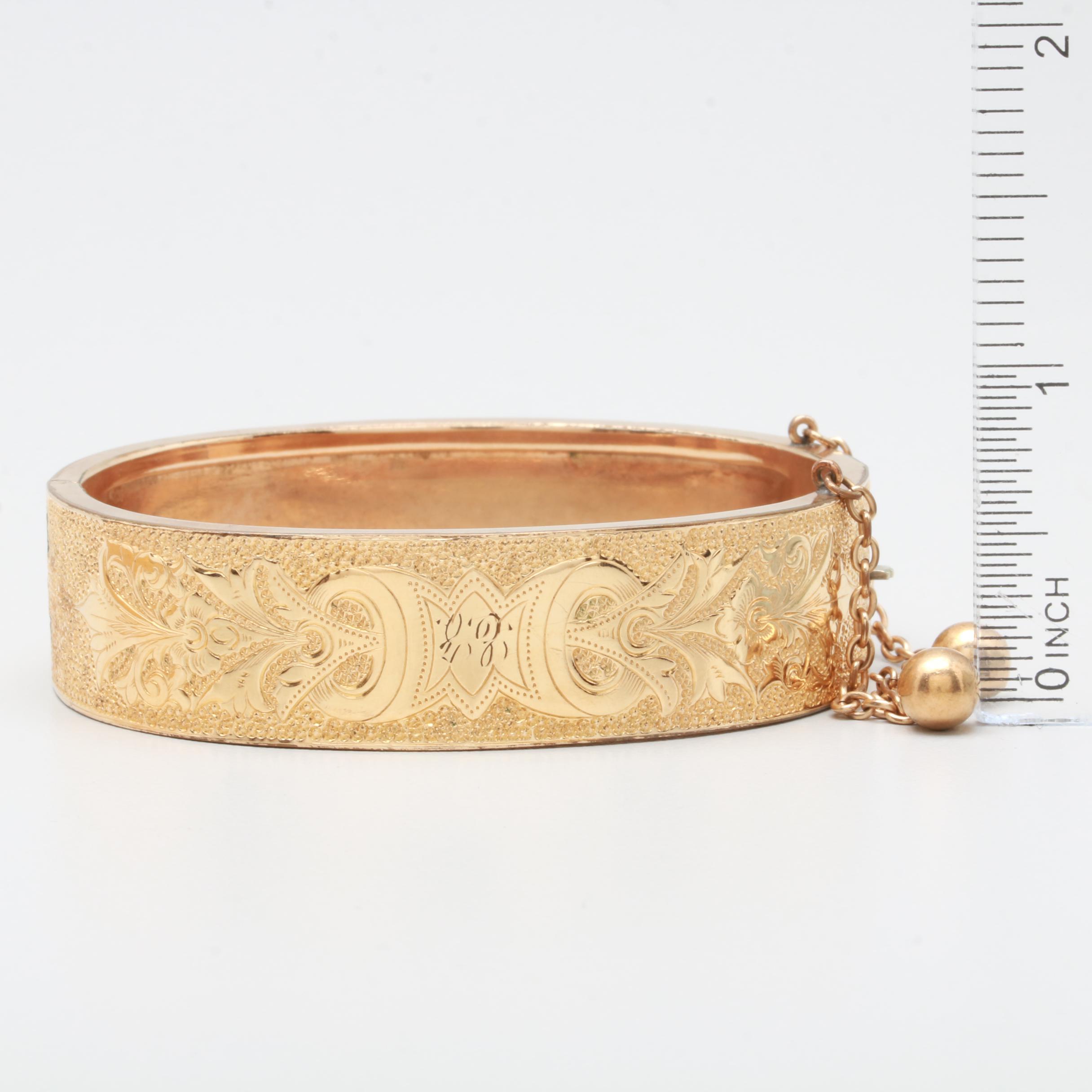 Mid-Victorian Hayward and Briggs Gold Tone Enamel Bangle Bracelets