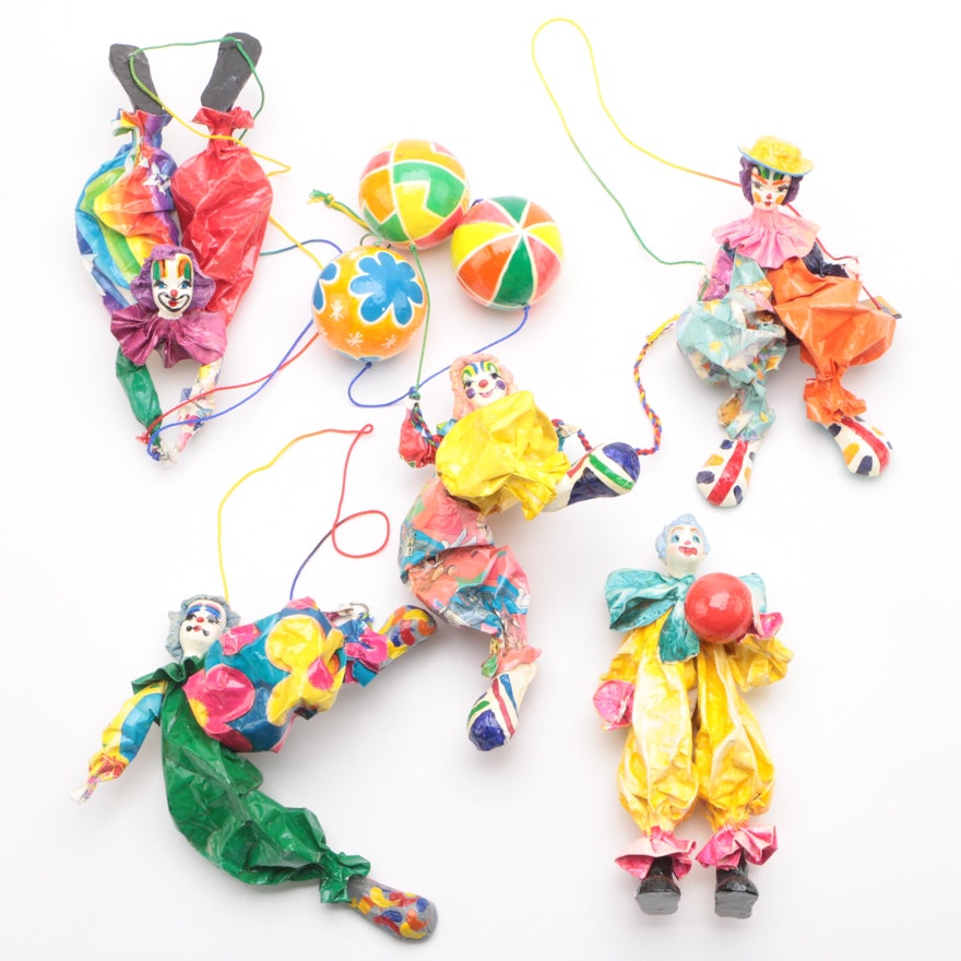 Papier-Mâché Clown Figurines