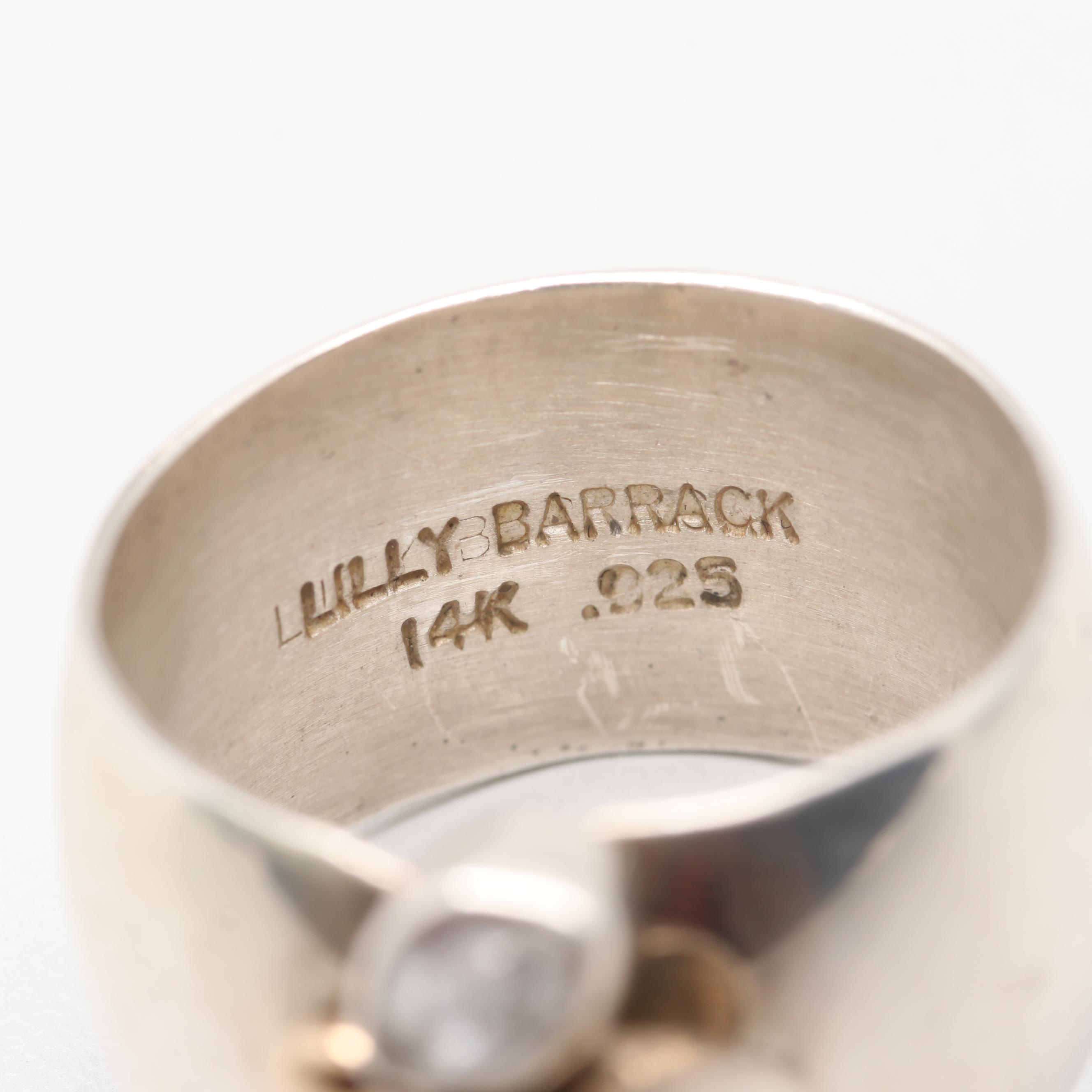 Lilly Barrack Sterling Silver Garnet and Quartz Ring with 14K Yellow Gold Accent