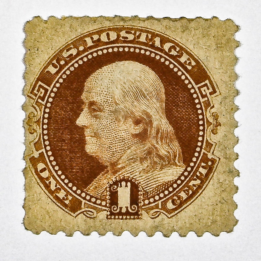 1869 Scott # 112 U.S. One Cent Postage Stamp in Mint Condition