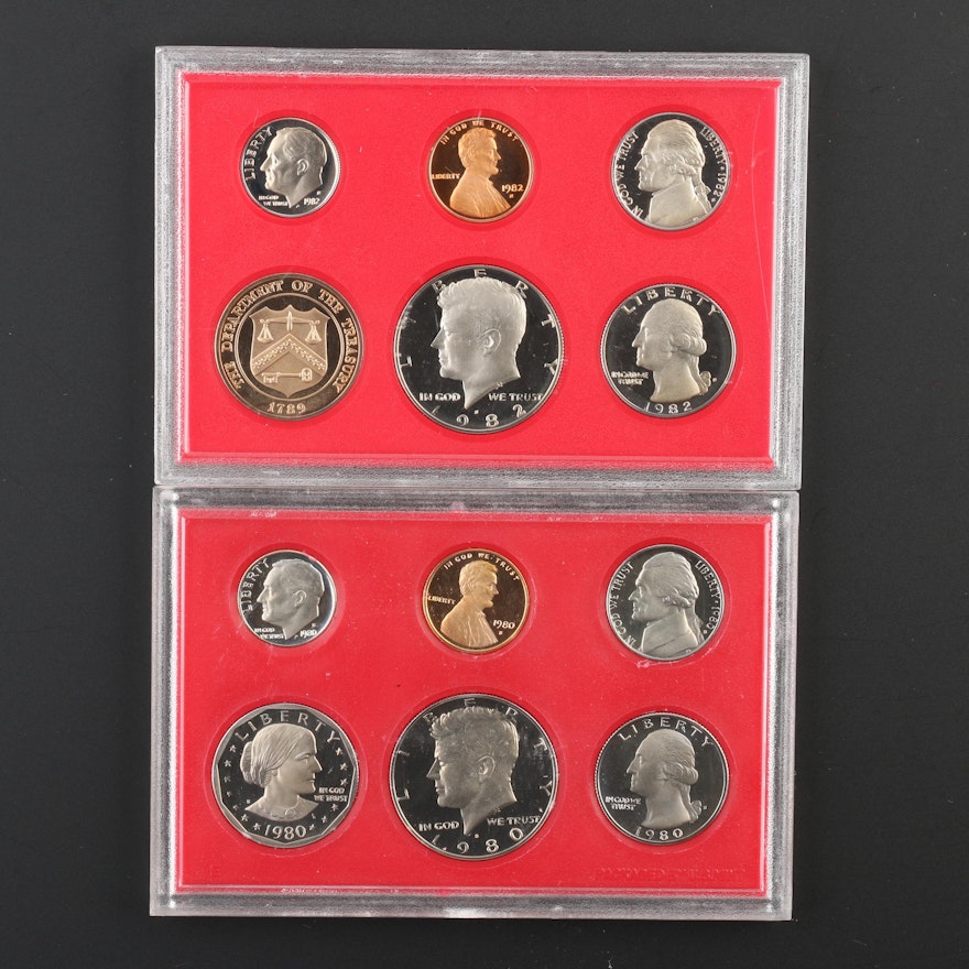 1980 and 1982 United States Mint Proof Sets
