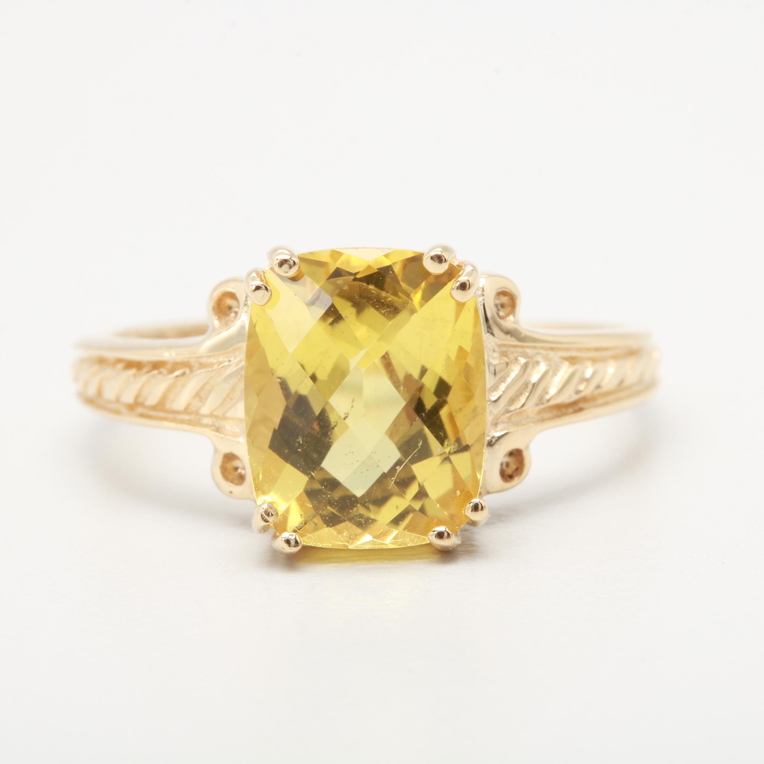 14K Yellow Gold 2.79 CT Heliodor Ring
