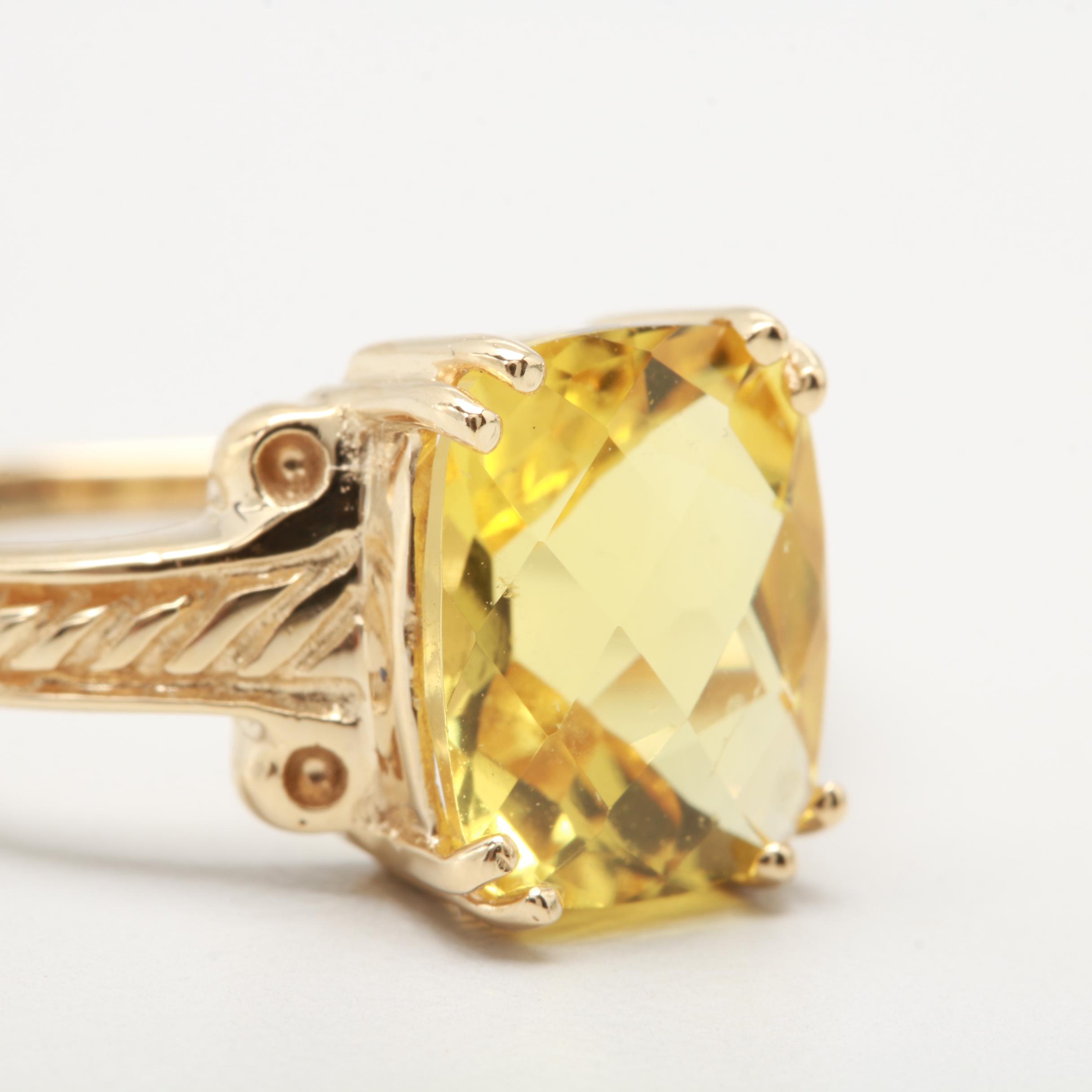 14K Yellow Gold 2.79 CT Heliodor Ring