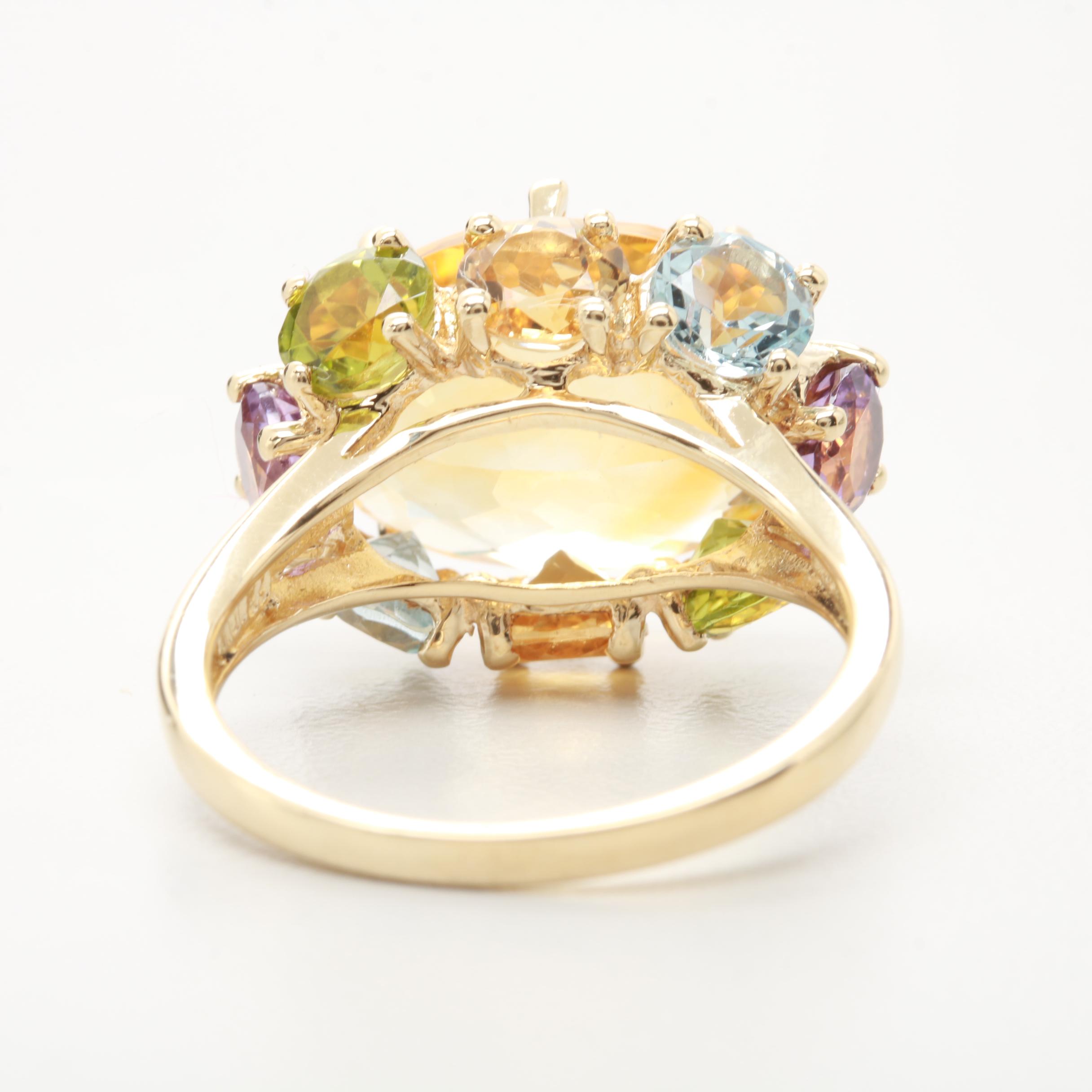 10K Yellow Gold Citrine and Mixed Gemstone Ring