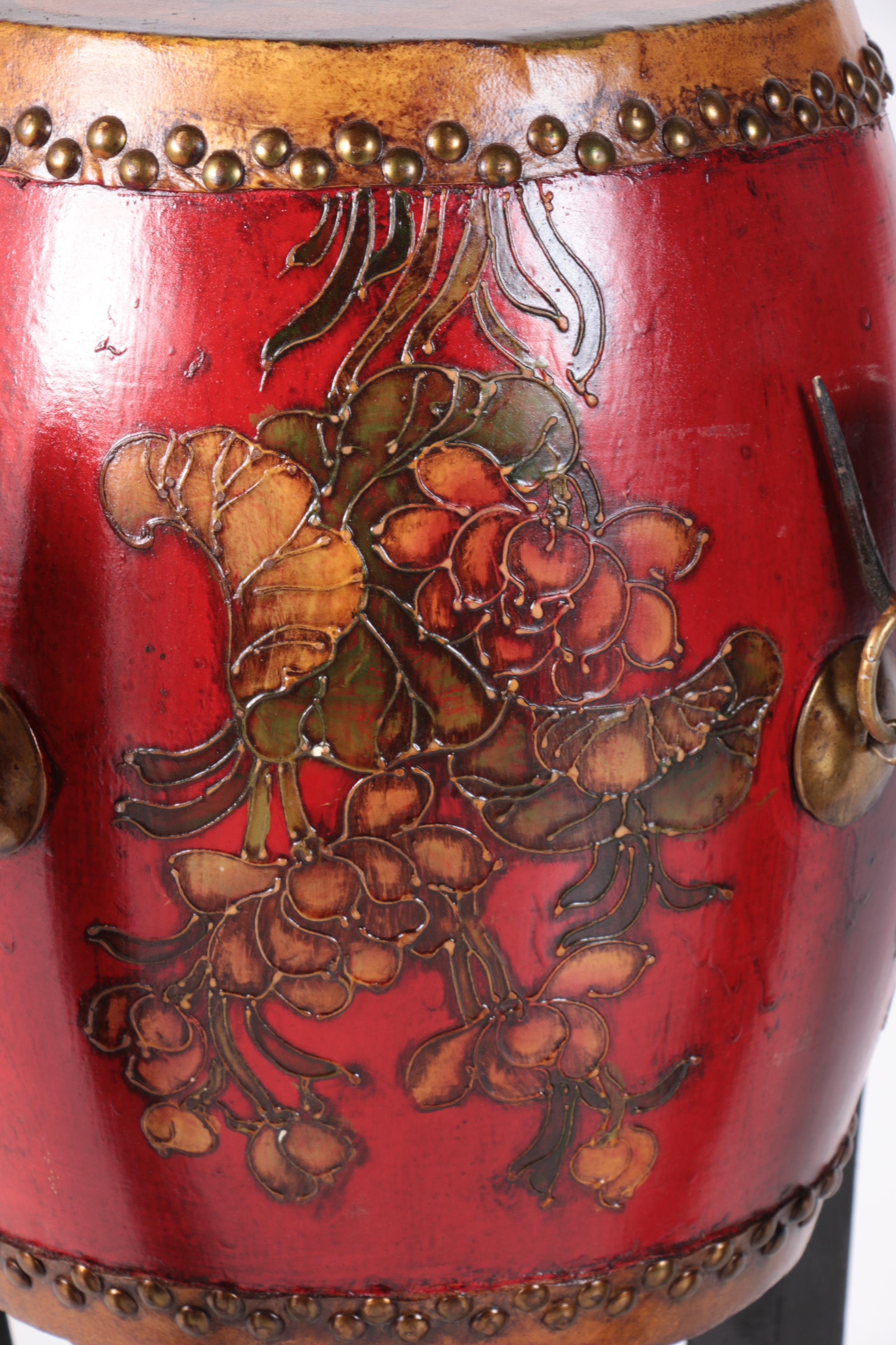 Chinese Tanggu Style Drum with Wooden Stand