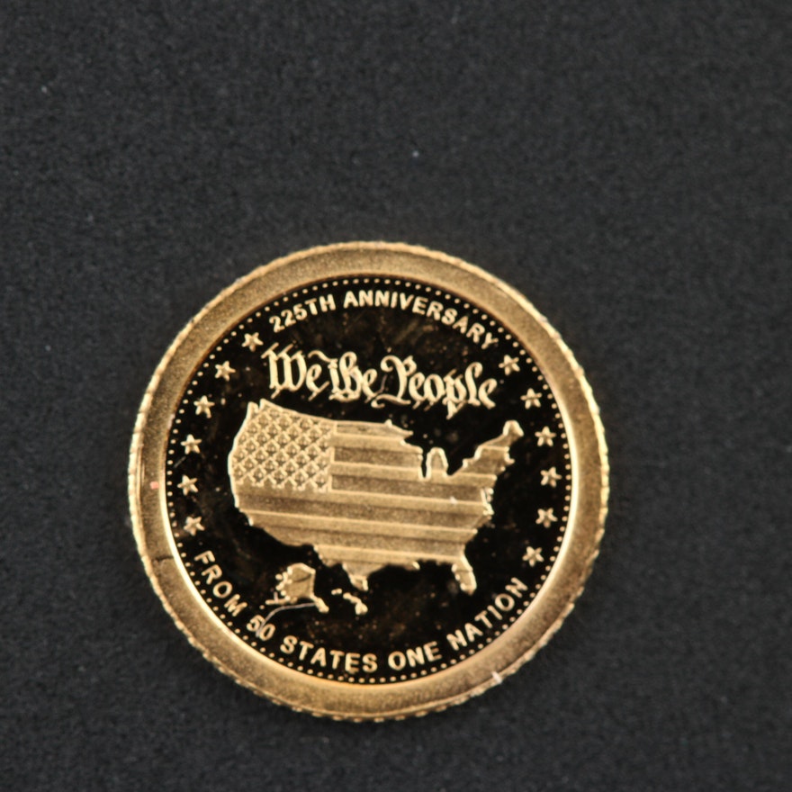 Cook Islands 225th Anniversary of U.S. Constitution 300 mg .24 Pure Gold $1 Coin