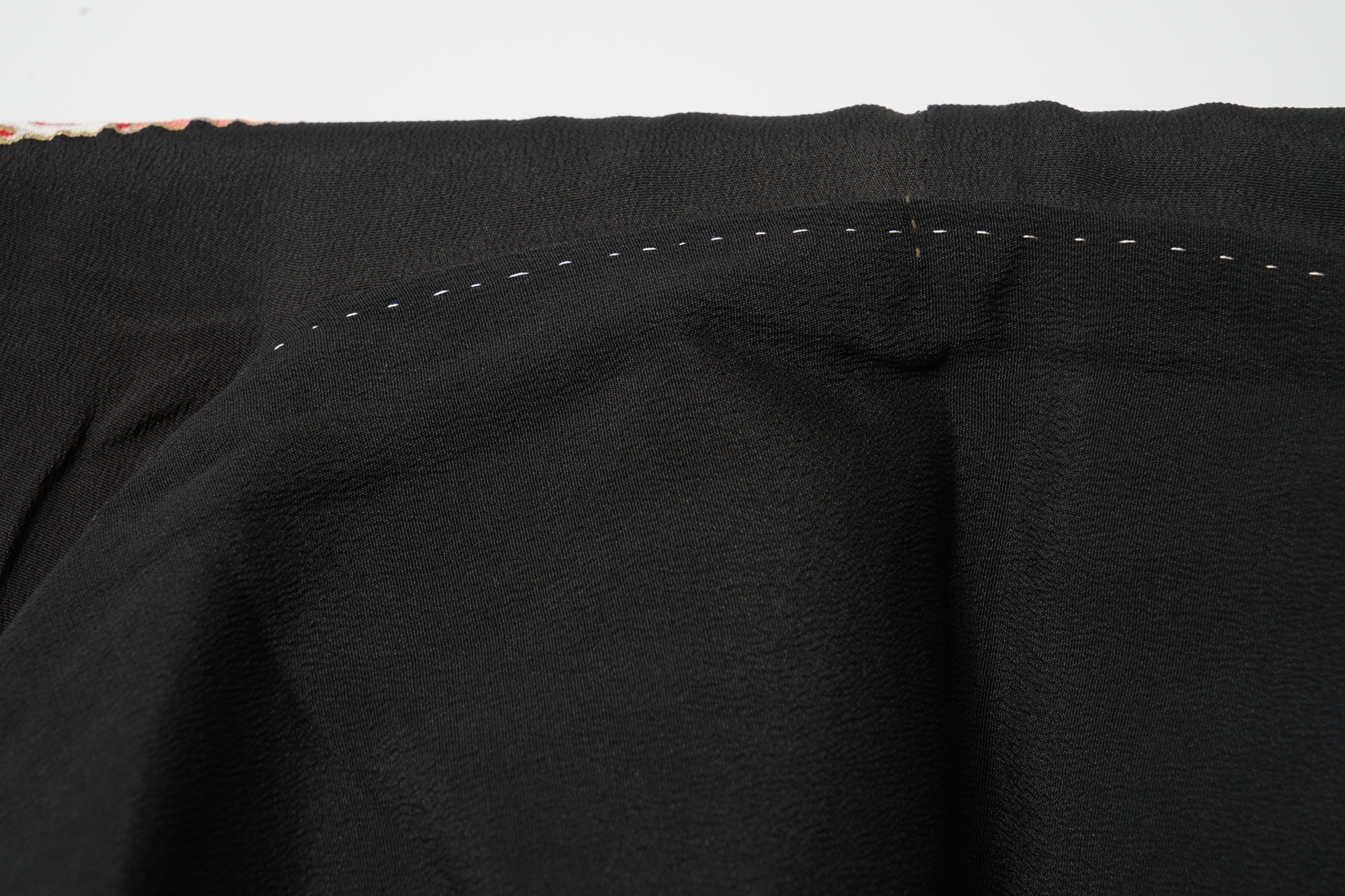 Circa 1915 Antique Handwoven Formal Crested Silk Crepe Furisode Kimono