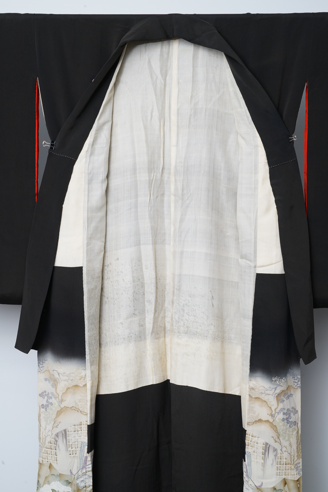 Circa 1890 Antique Japanese Handwoven Formal Crested Silk Kuro-Tomesode Kimono