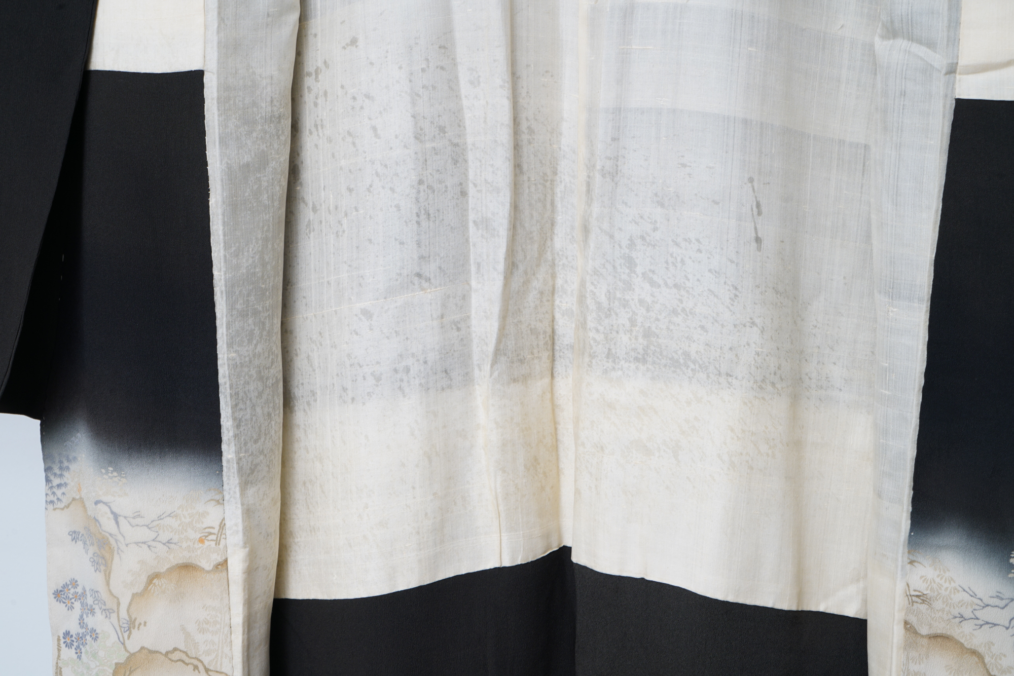 Circa 1890 Antique Japanese Handwoven Formal Crested Silk Kuro-Tomesode Kimono