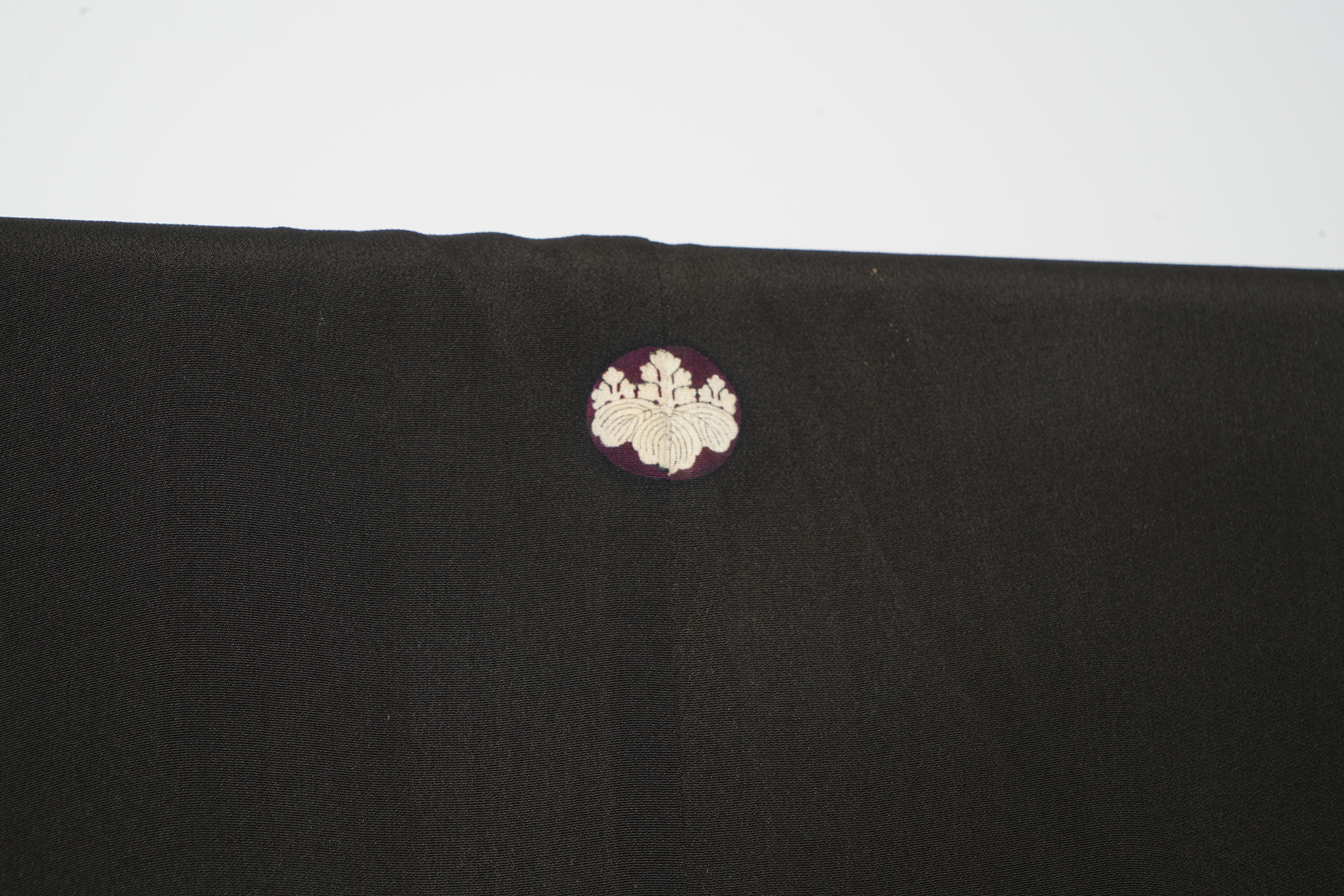 Circa 1890 Antique Japanese Handwoven Formal Crested Silk Kuro-Tomesode Kimono