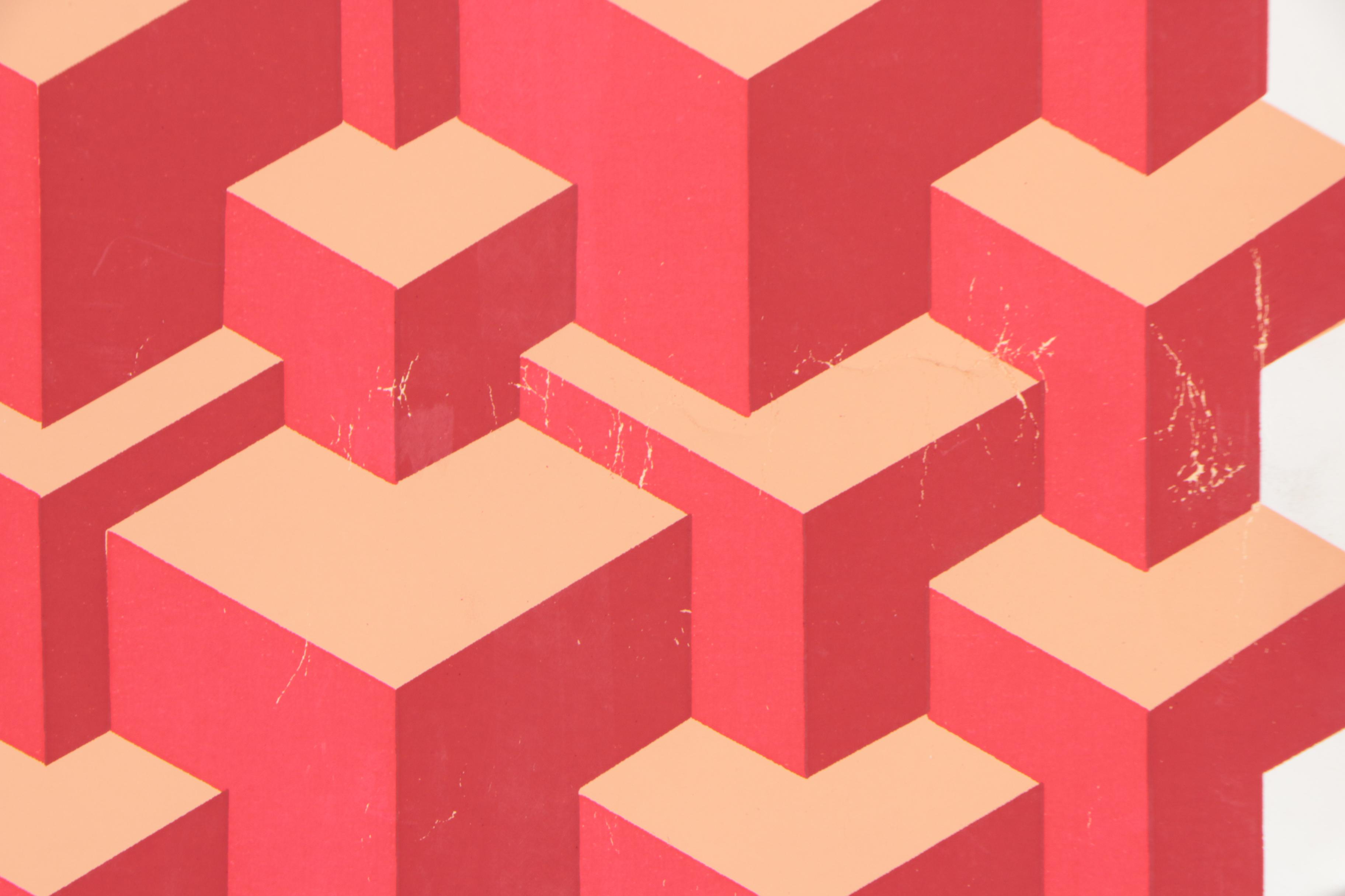 Paul Jablonka Serigraph "Blocks in Red and Tan"