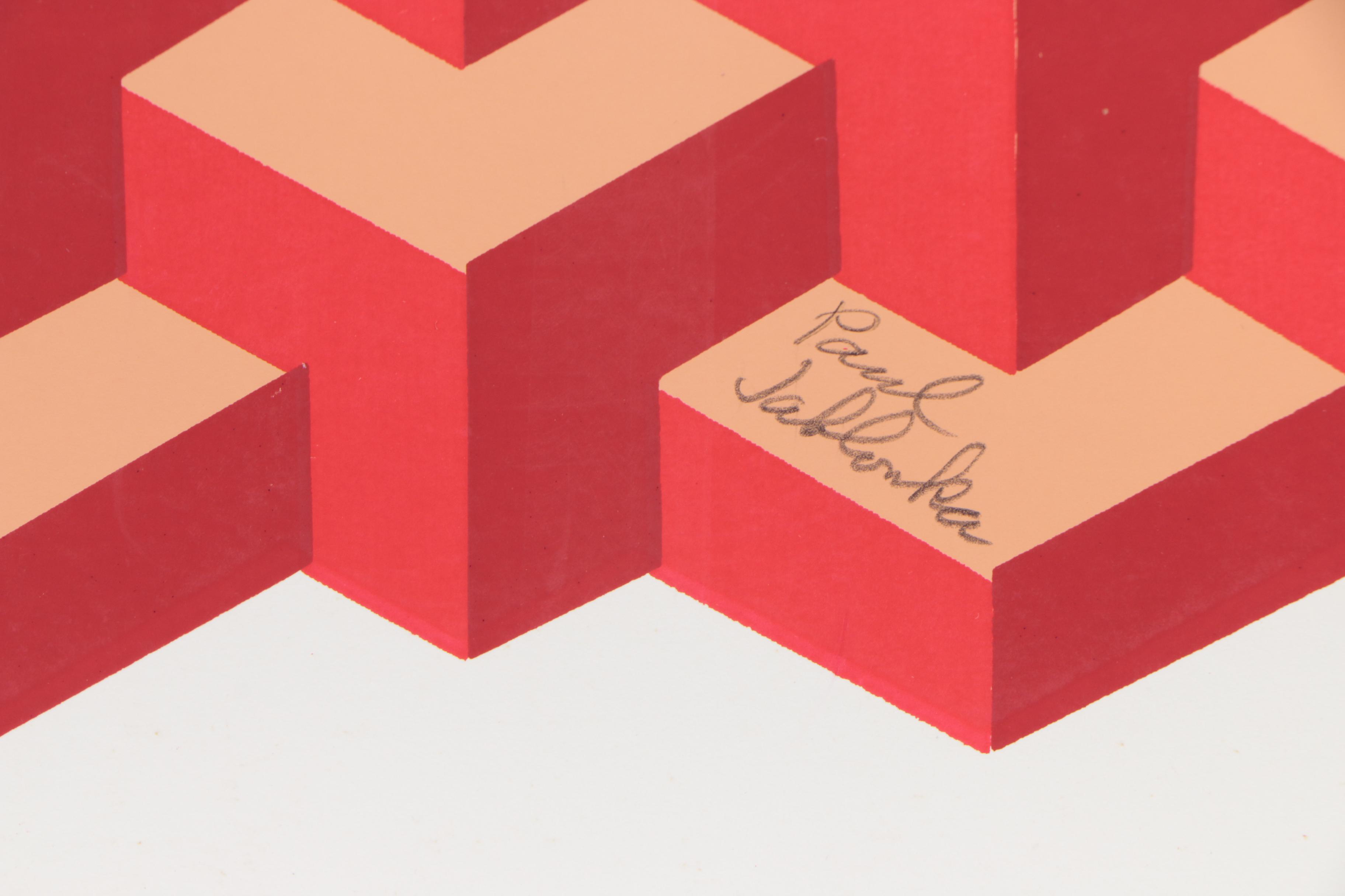 Paul Jablonka Serigraph "Blocks in Red and Tan"