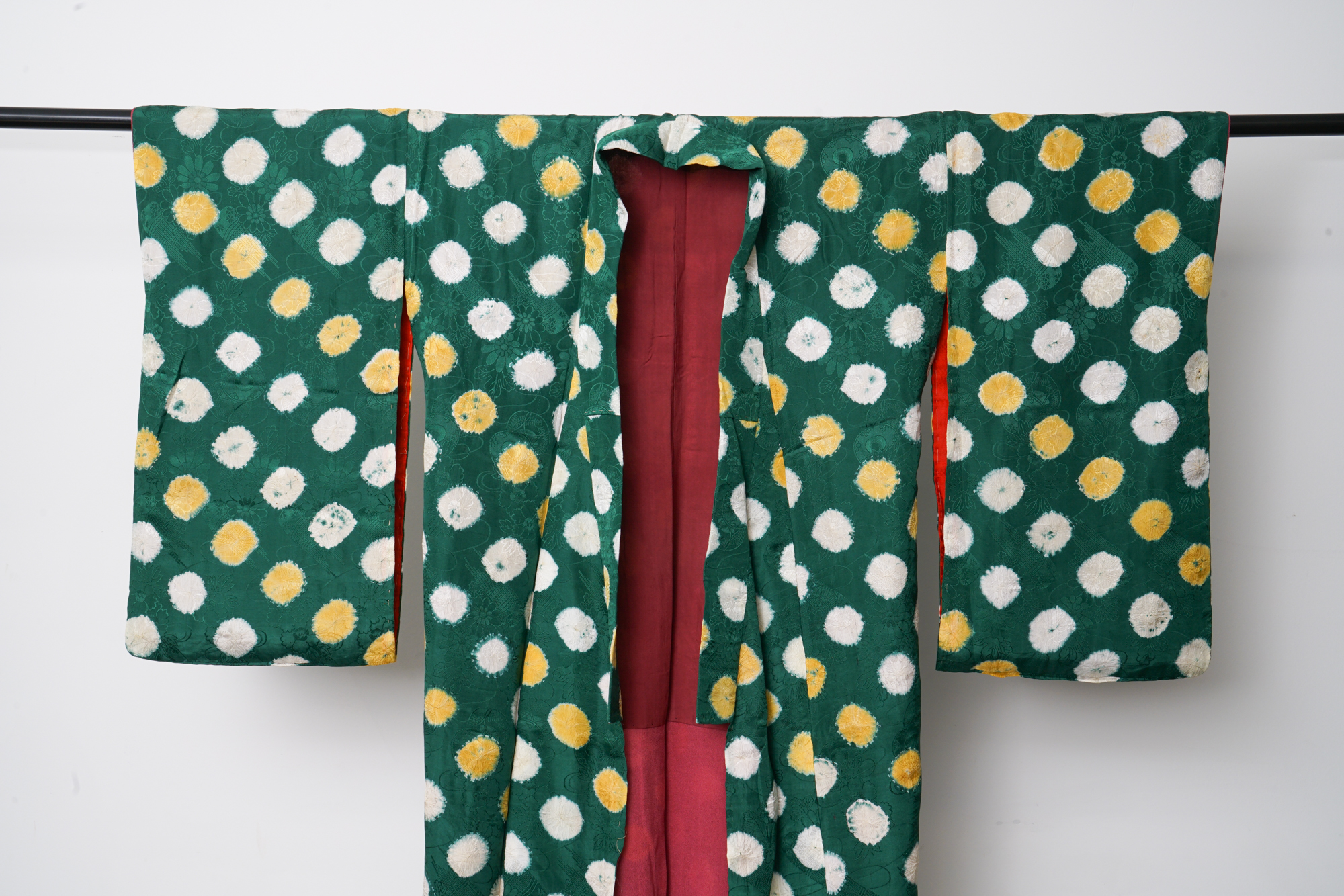 Circa 1900 Antique Handwoven Silk Damask Kimono