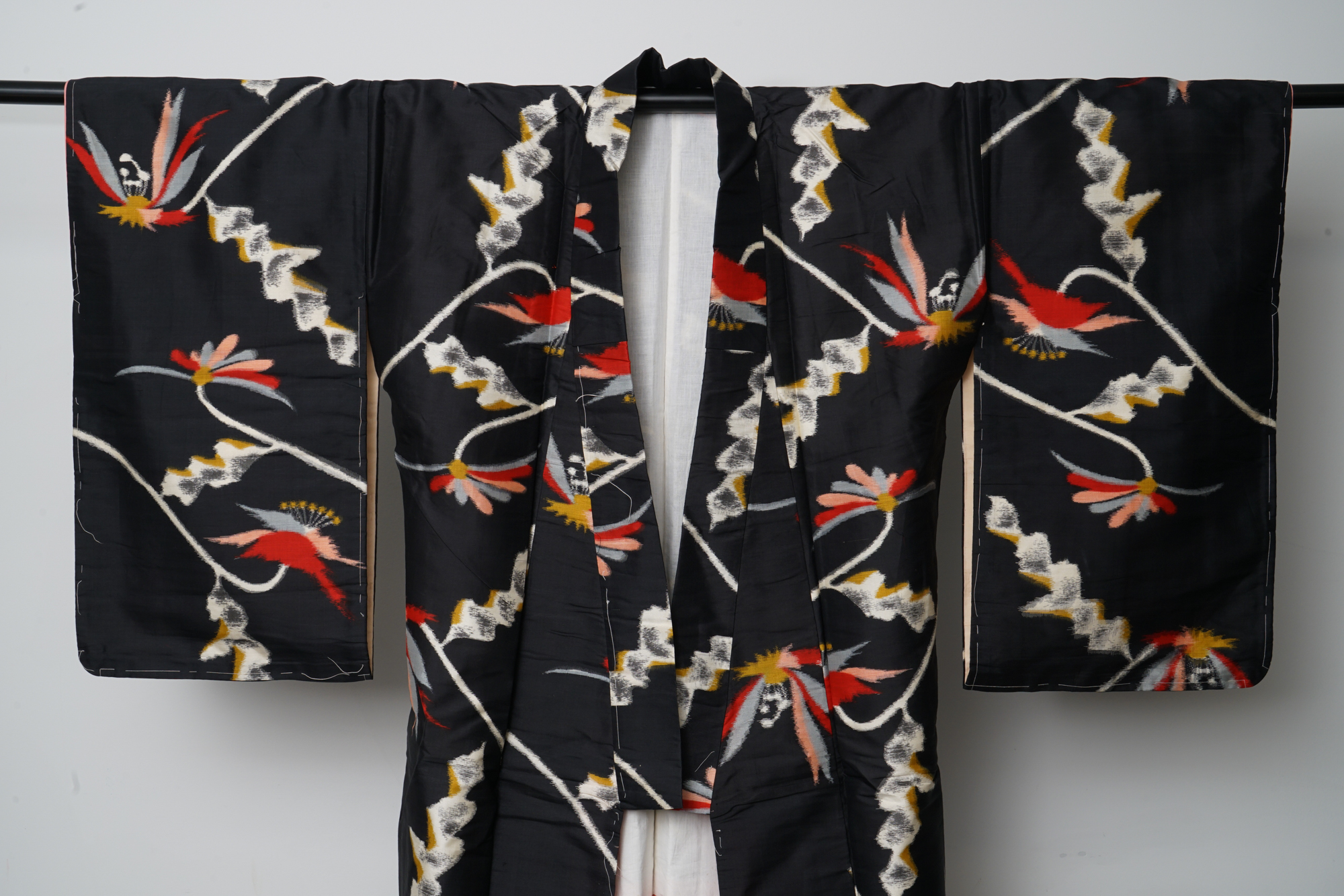 Circa 1940s Vintage Handwoven Ikat Silk Kimono