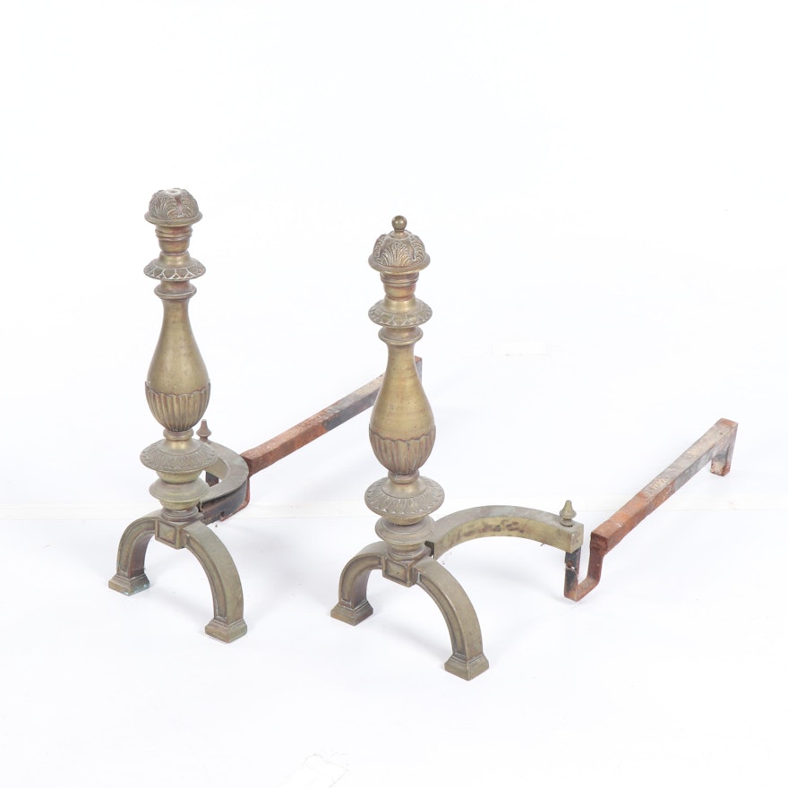 Early to Mid 20th Century McKinney Brass Andirons