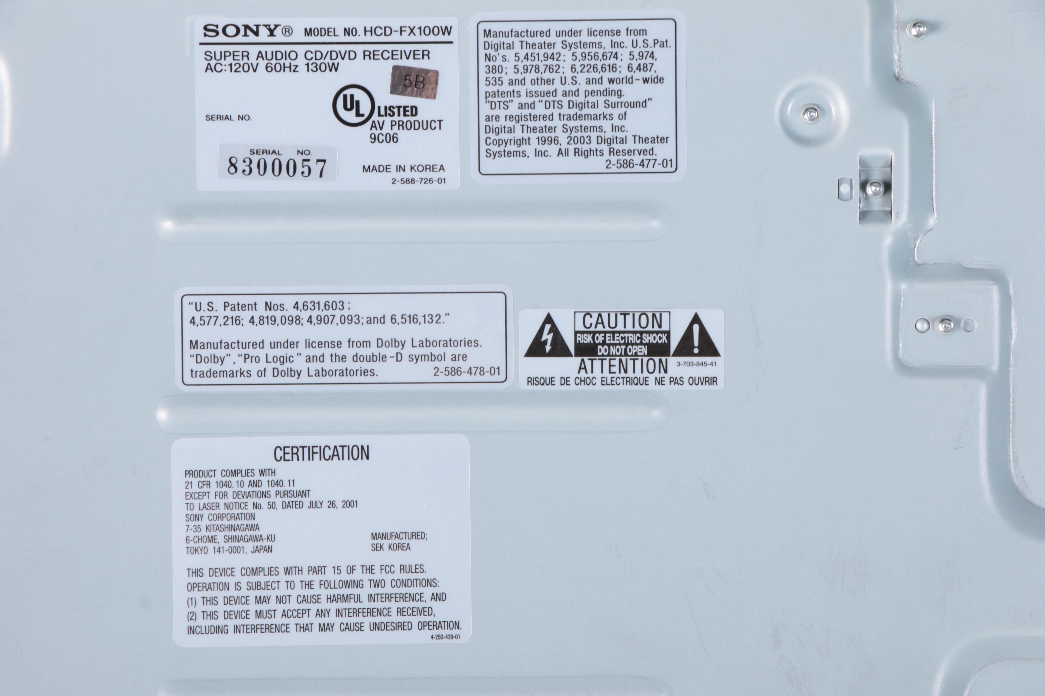 Sony Super Audio CD/DVD Receiver with Speaker System