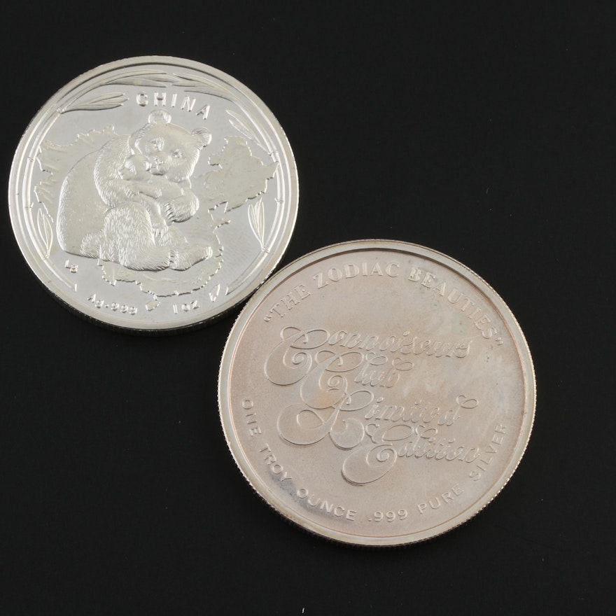 Group of Two One Ounce .999 Silver Rounds