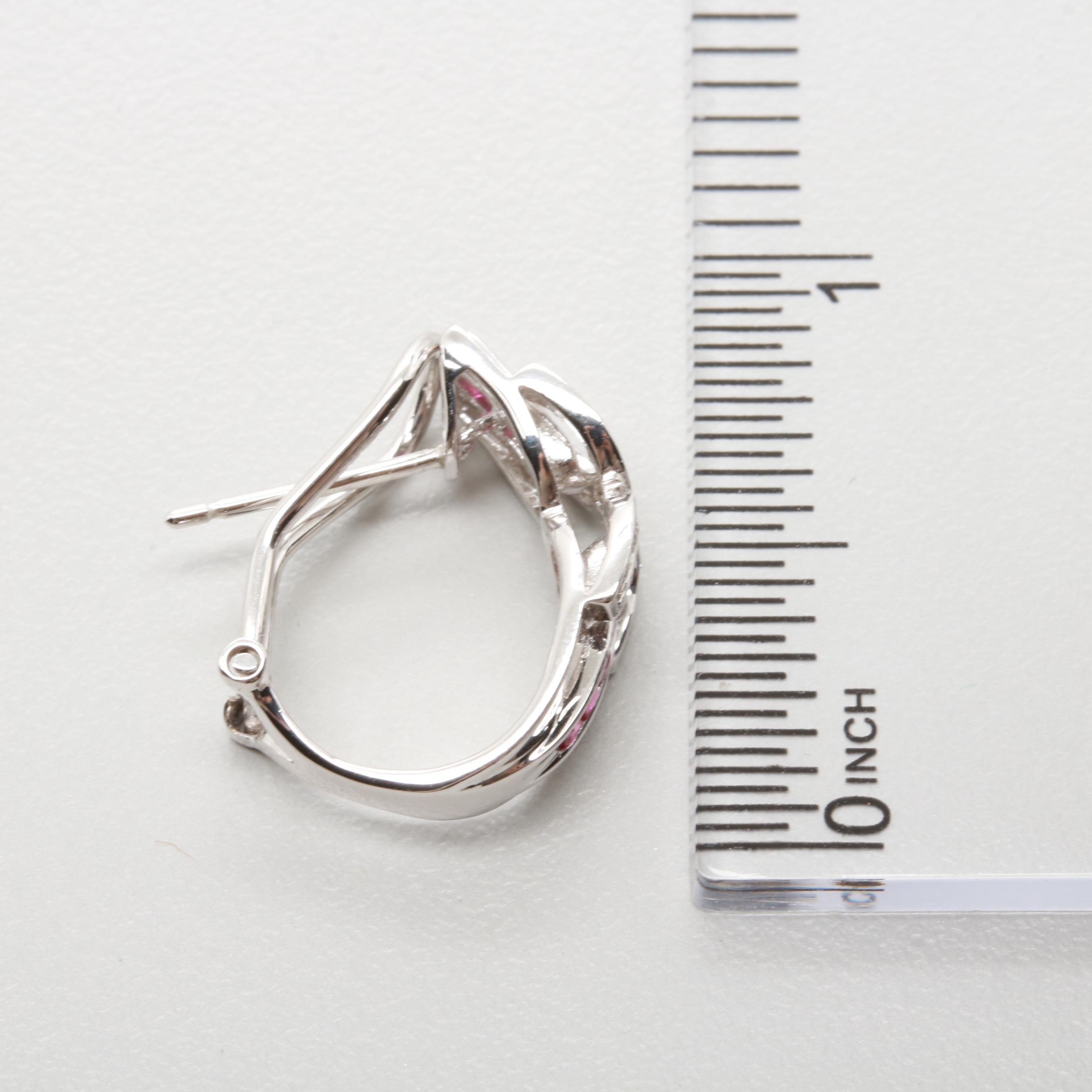 14K White Gold Ruby and Diamond Earrings