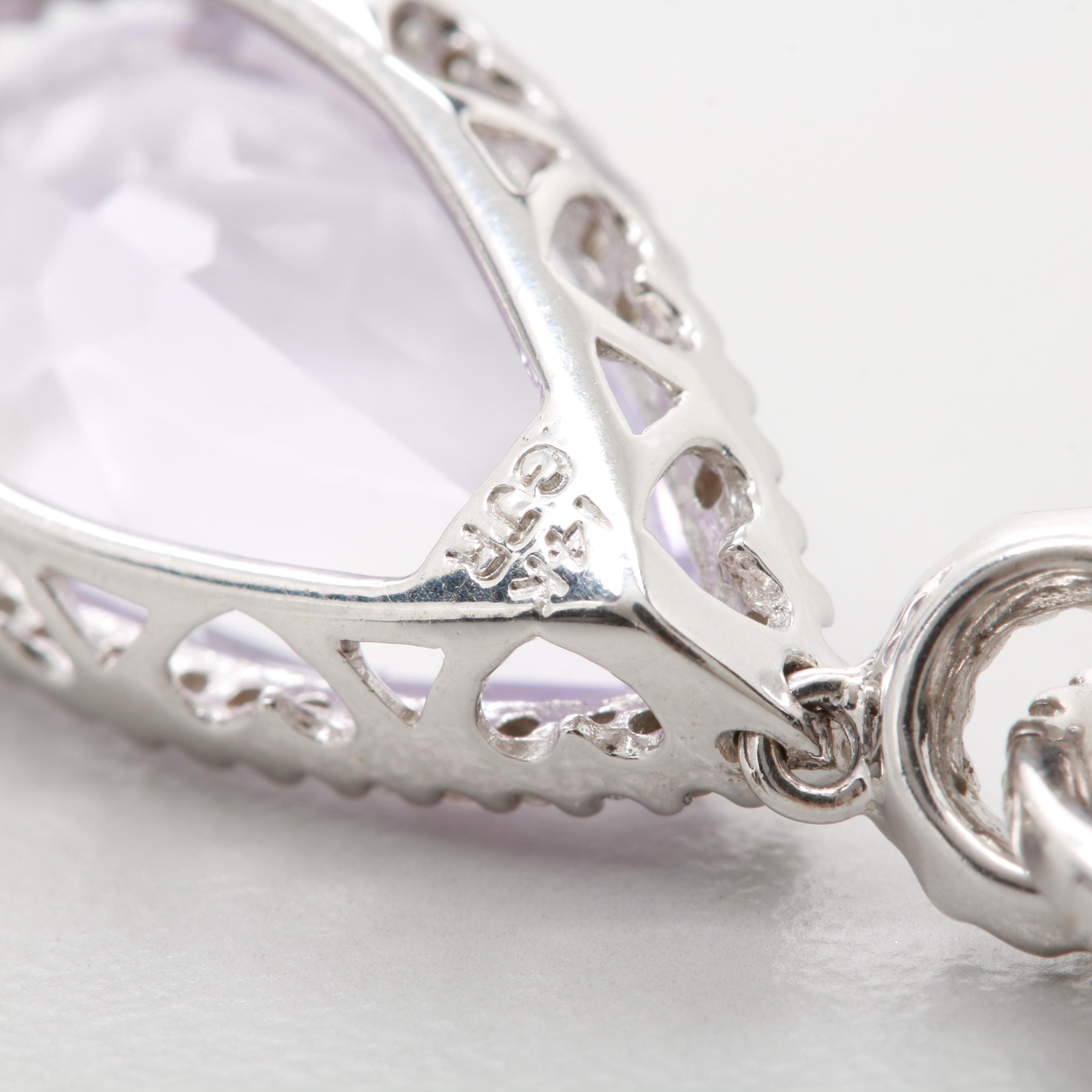 14K White Gold Amethyst and Diamond Earrings