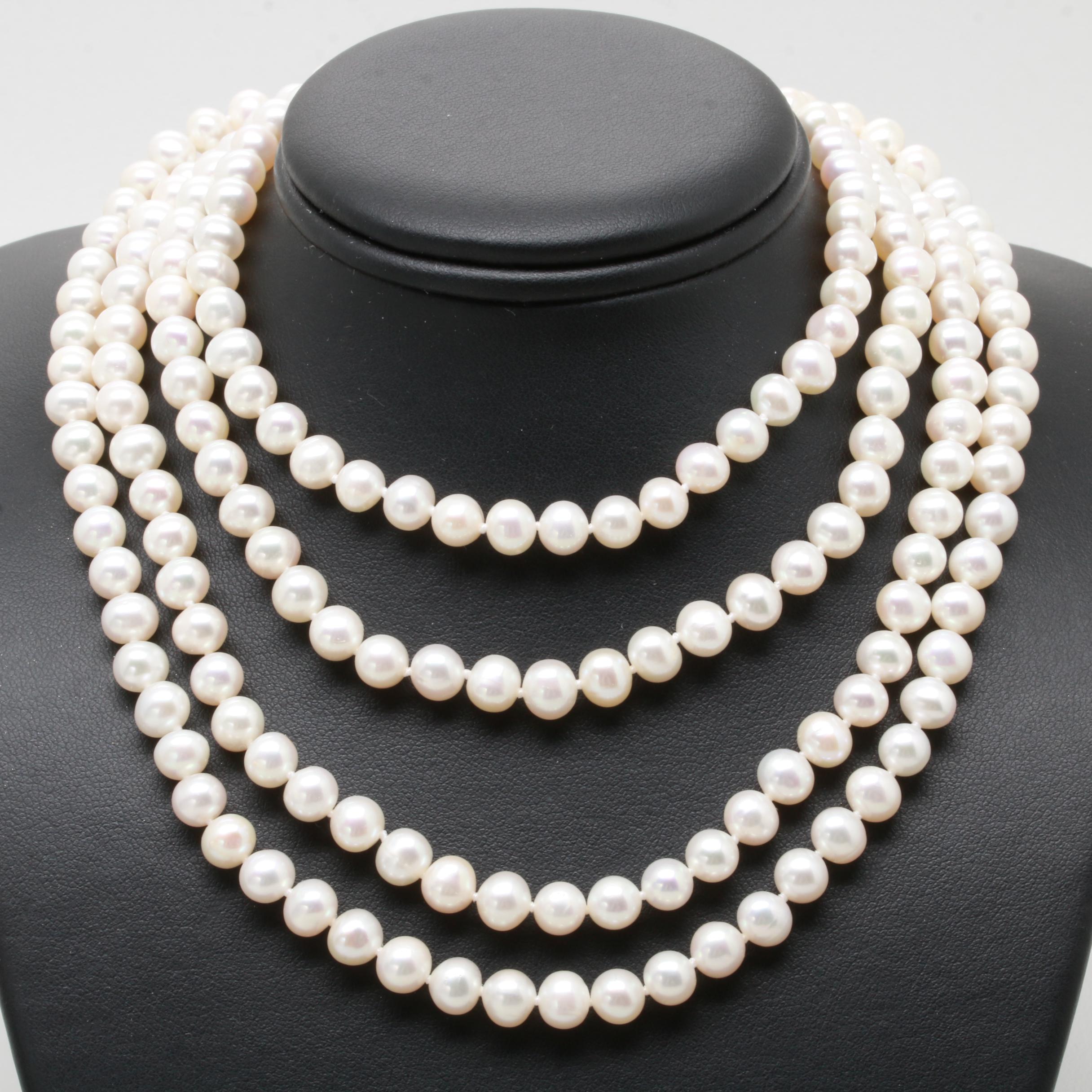 14K Yellow Gold Cultured Pearl Necklace