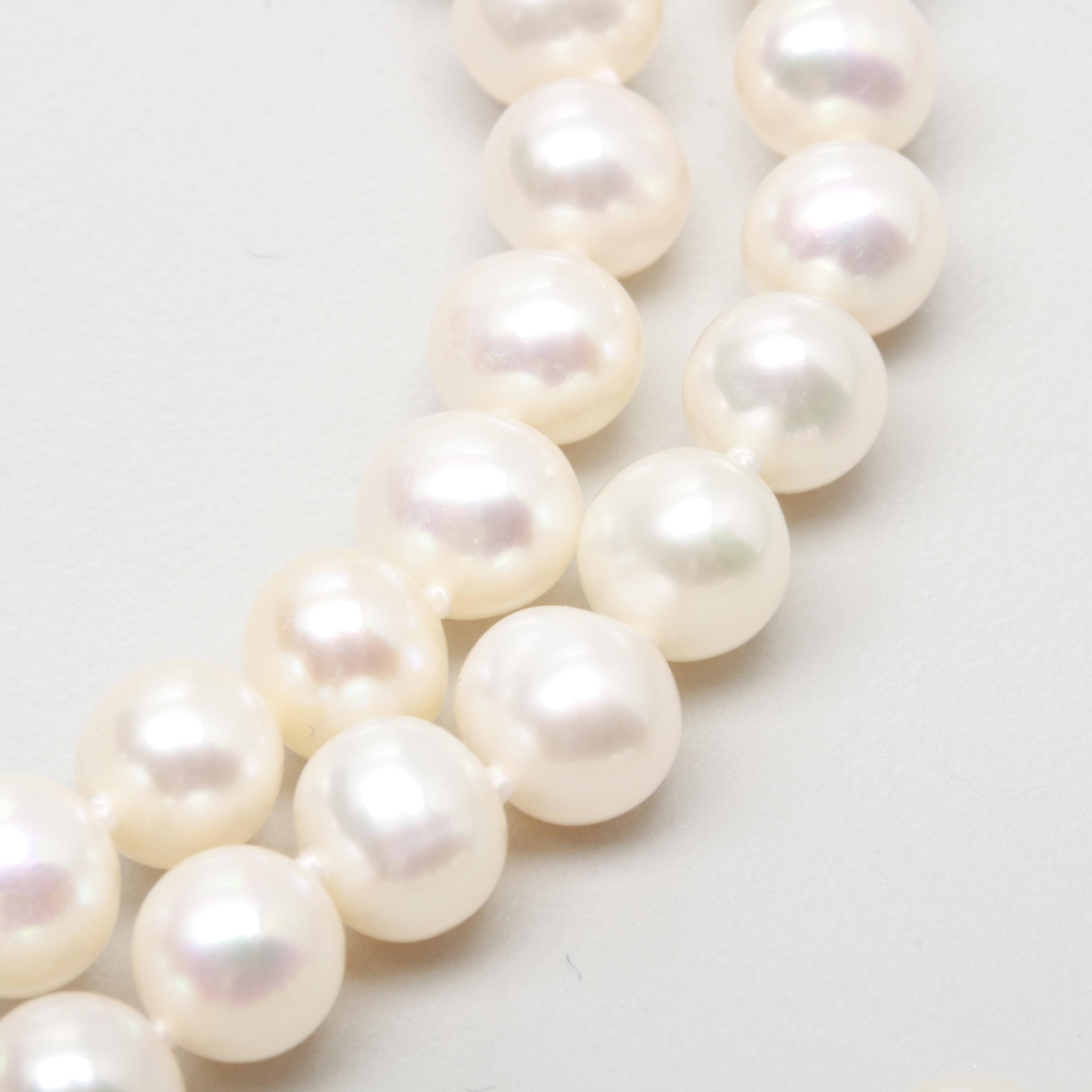 14K Yellow Gold Cultured Pearl Necklace