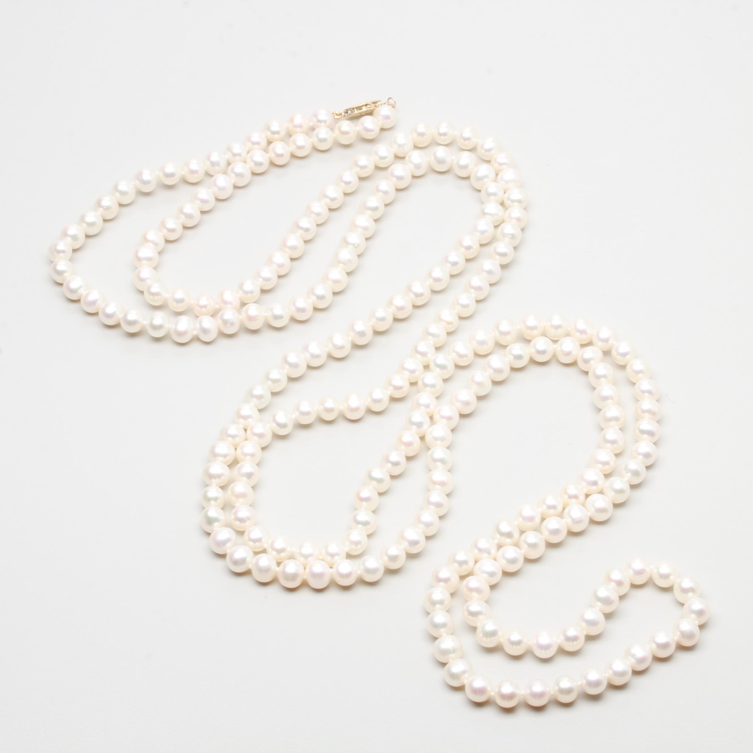 14K Yellow Gold Cultured Pearl Necklace