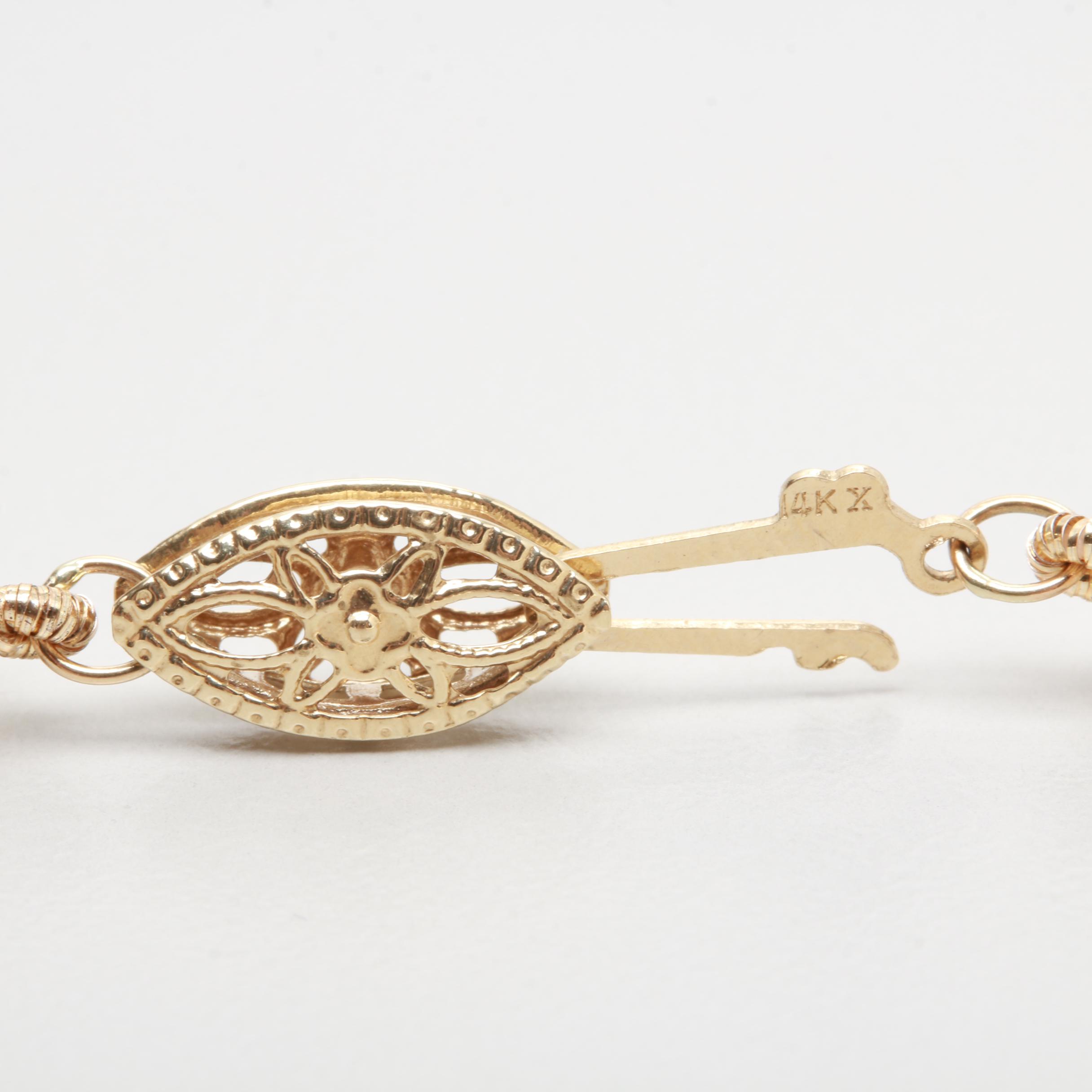 14K Yellow Gold Cultured Pearl Necklace