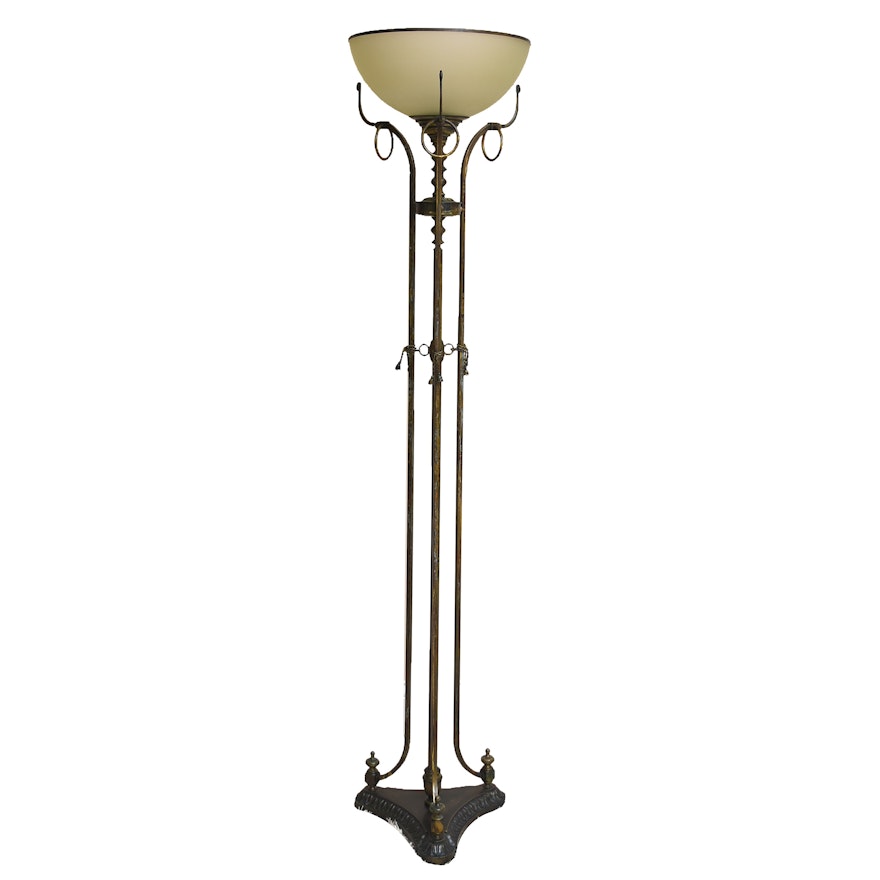 Neoclassical Style Torchiere Floor Lamp with Tripod Base