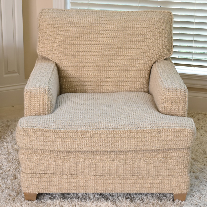 Beige Upholstered Club Chair with Fitted Seat Cushion