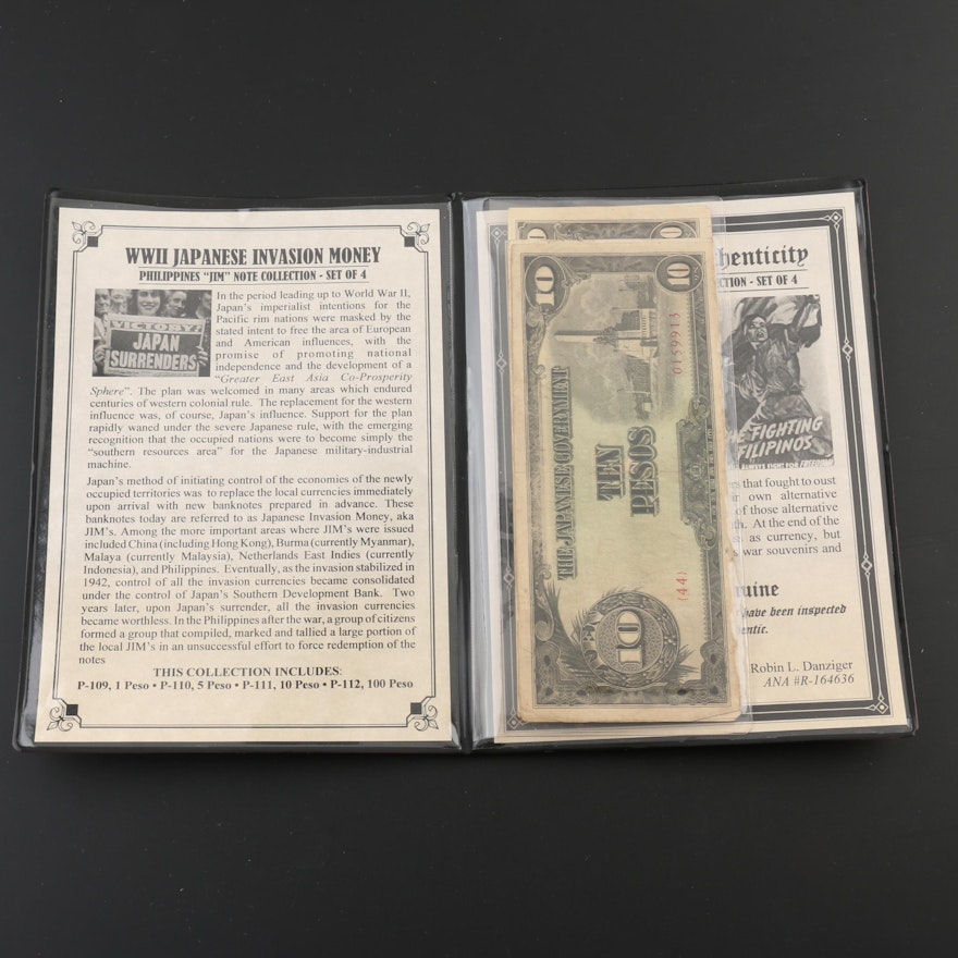 Group of Four WWII Japanese Invasion Notes